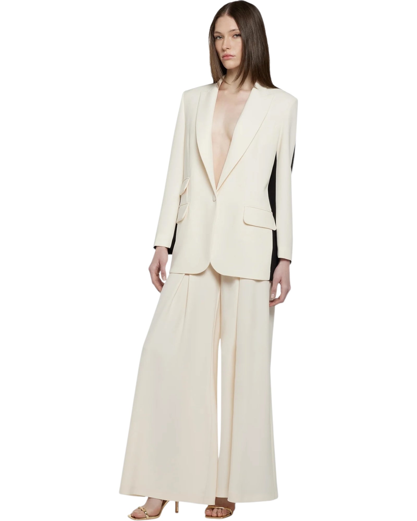 Παντελόνι με φαρδύ πόδι σε poly cady