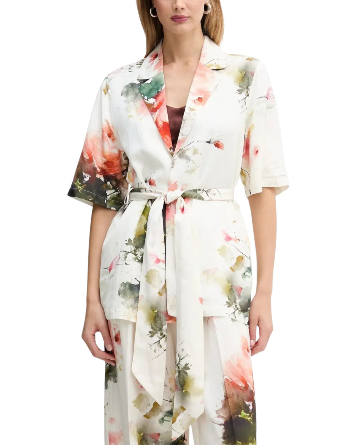 Ζακέτα floral με ζώνη GABBRIL