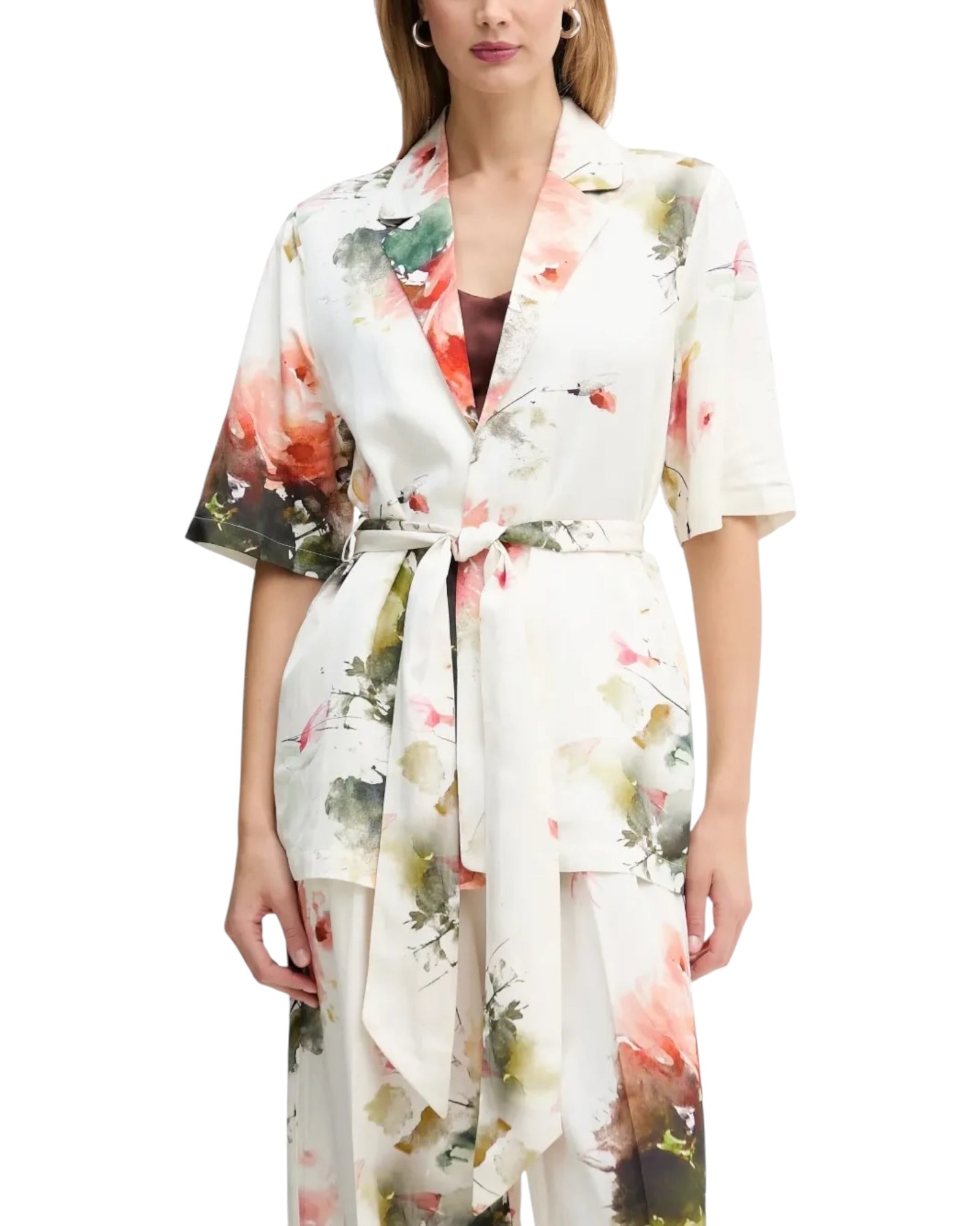 Ζακέτα floral με ζώνη GABBRIL