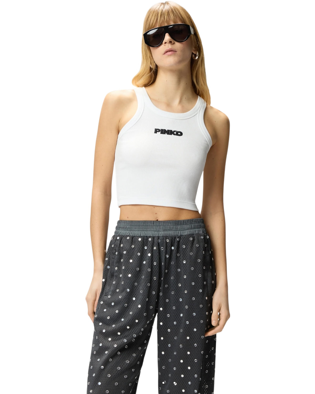 Cropped φανελάκι με λογότυπο PINKO BLOODY MARY
