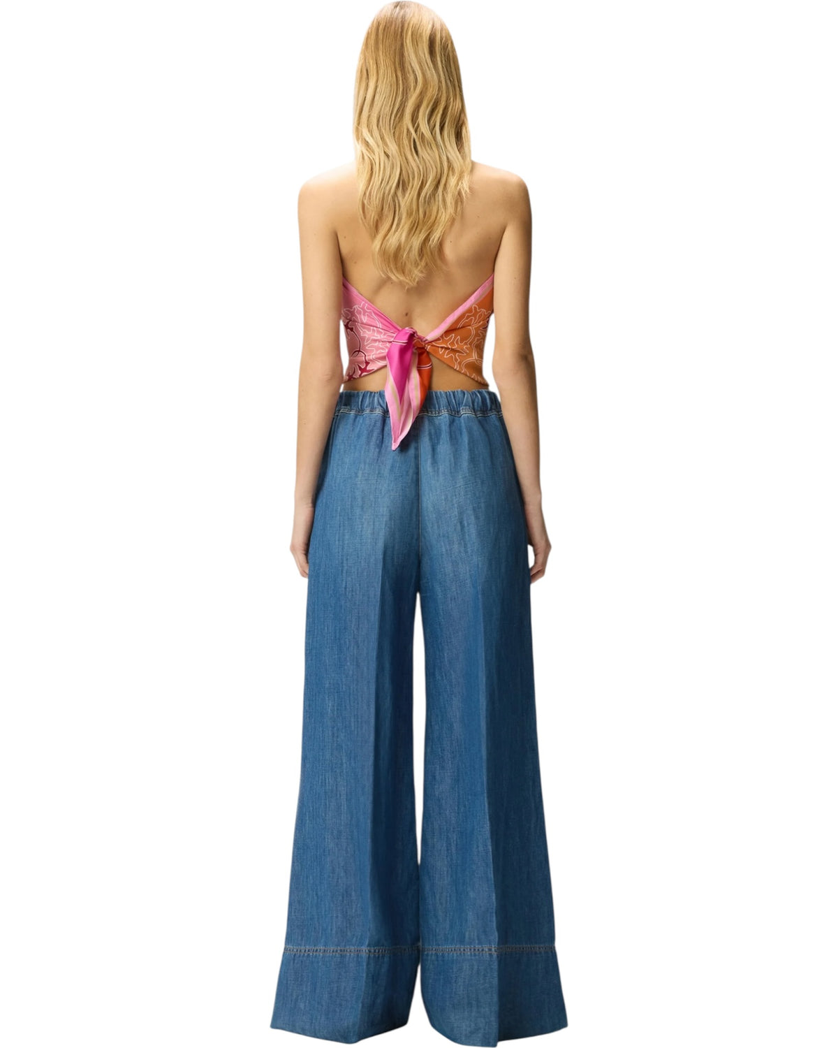 Φαρδύ τζιν παντελόνι από σύμμεικτο λινό denim SPIAGGIA PANTALONE
