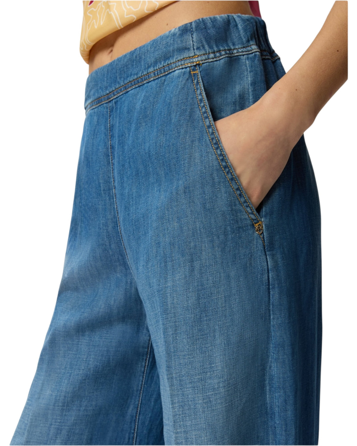 Φαρδύ τζιν παντελόνι από σύμμεικτο λινό denim SPIAGGIA PANTALONE