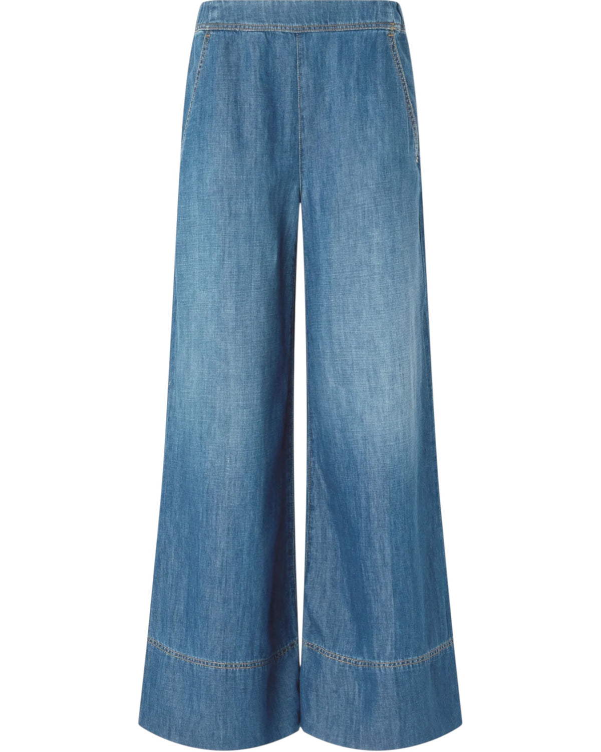 Φαρδύ τζιν παντελόνι από σύμμεικτο λινό denim SPIAGGIA PANTALONE