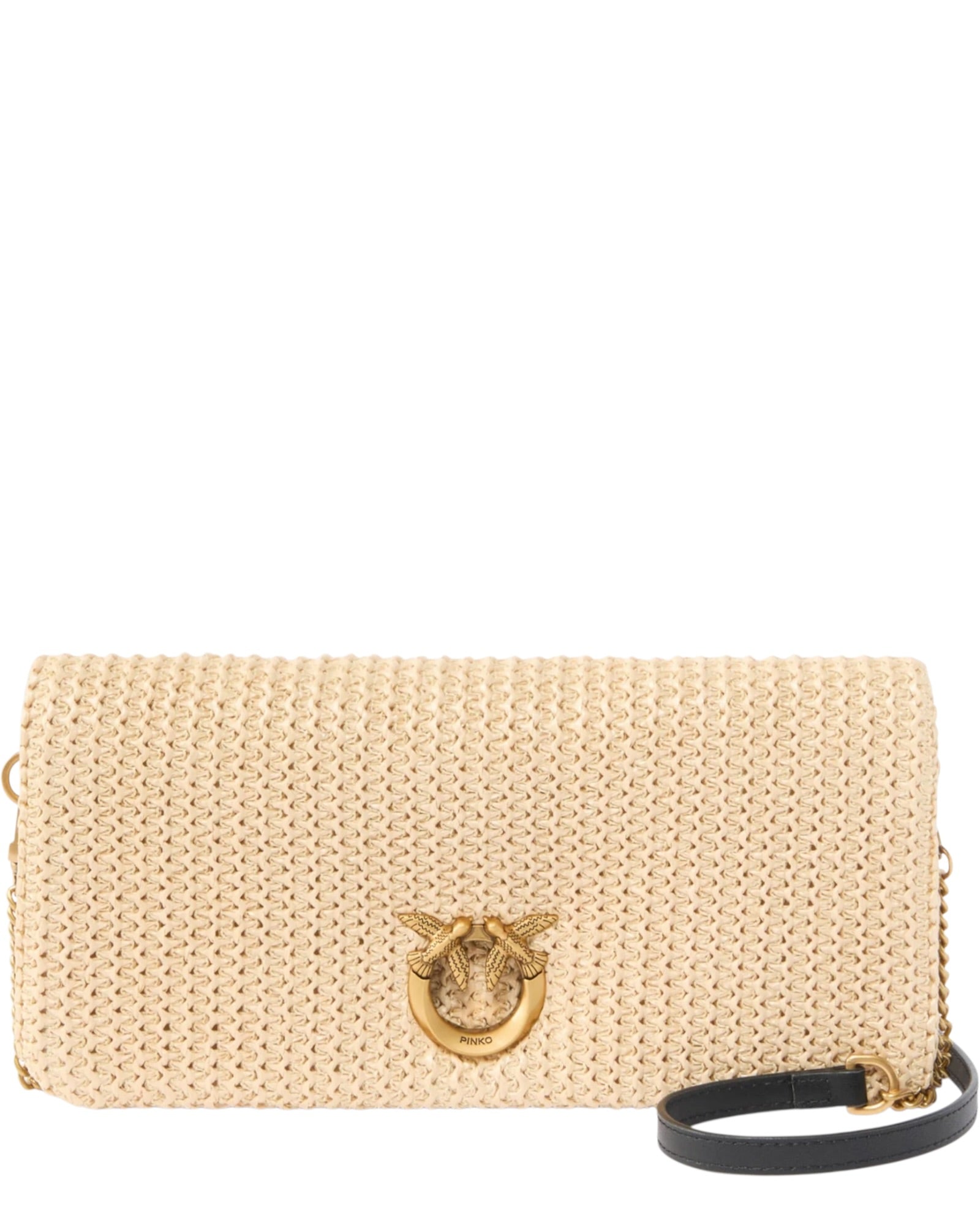 Κλασική μεσαία τσάντα ώμου Love Bag Click Soft Horizontal από raffia