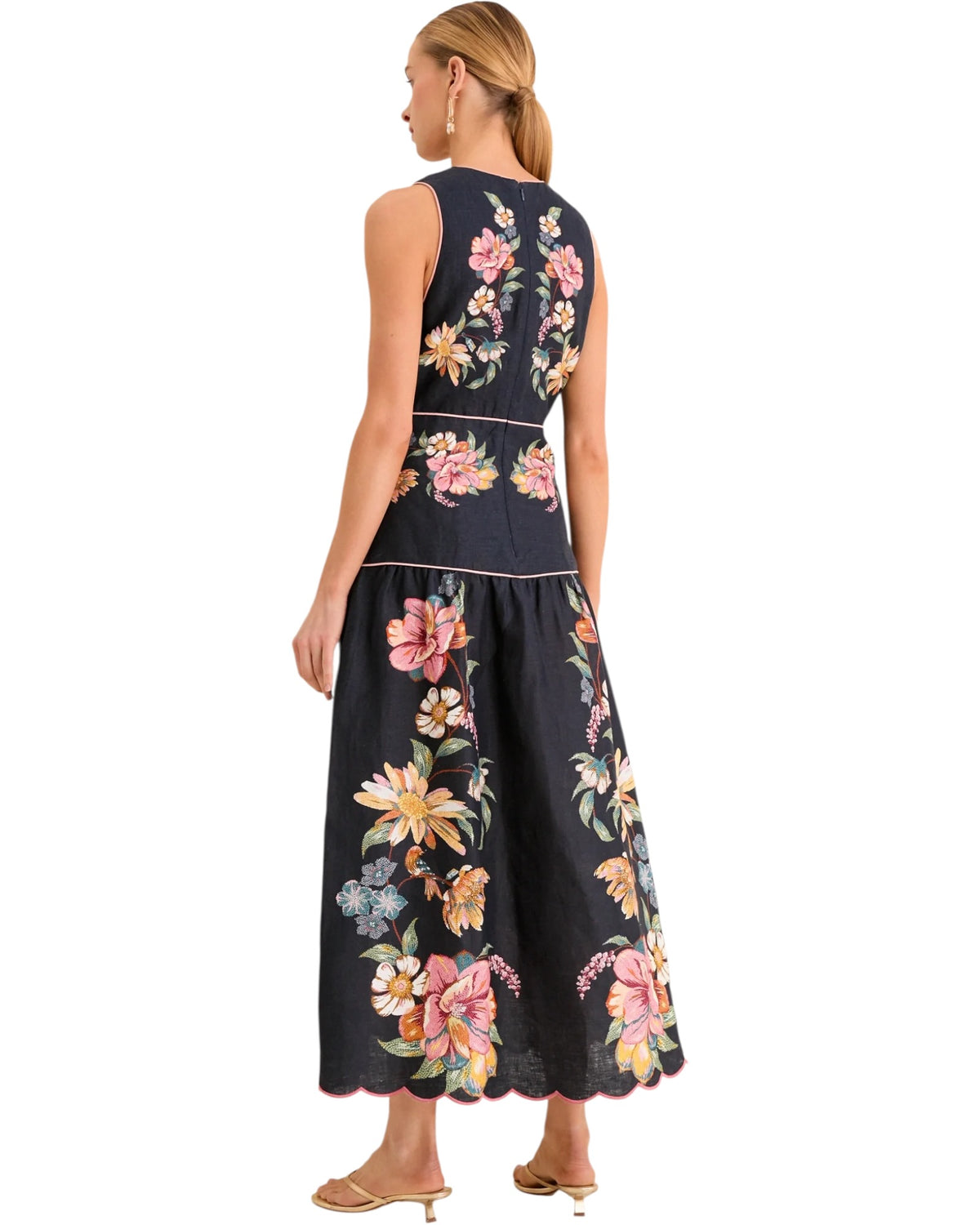 Midi λινό φόρεμα με floral print MAIRA