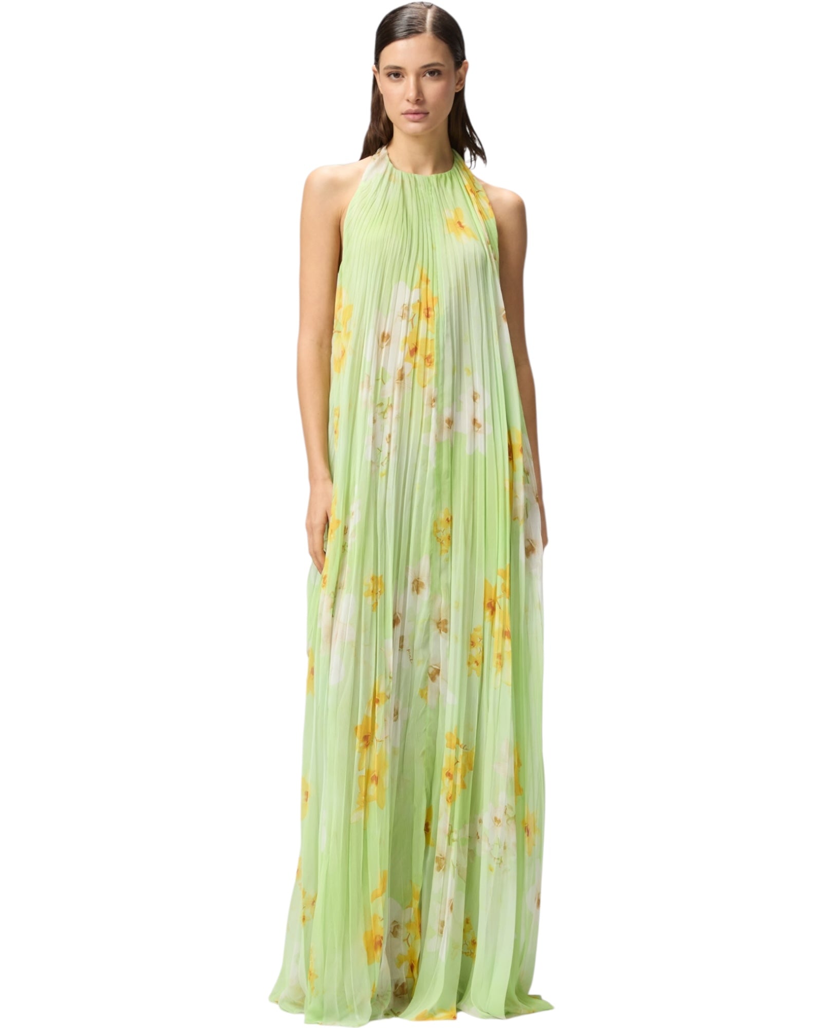 Maxi πλισέ φόρεμα με φλοράλ μοτίβο ZIGOLO