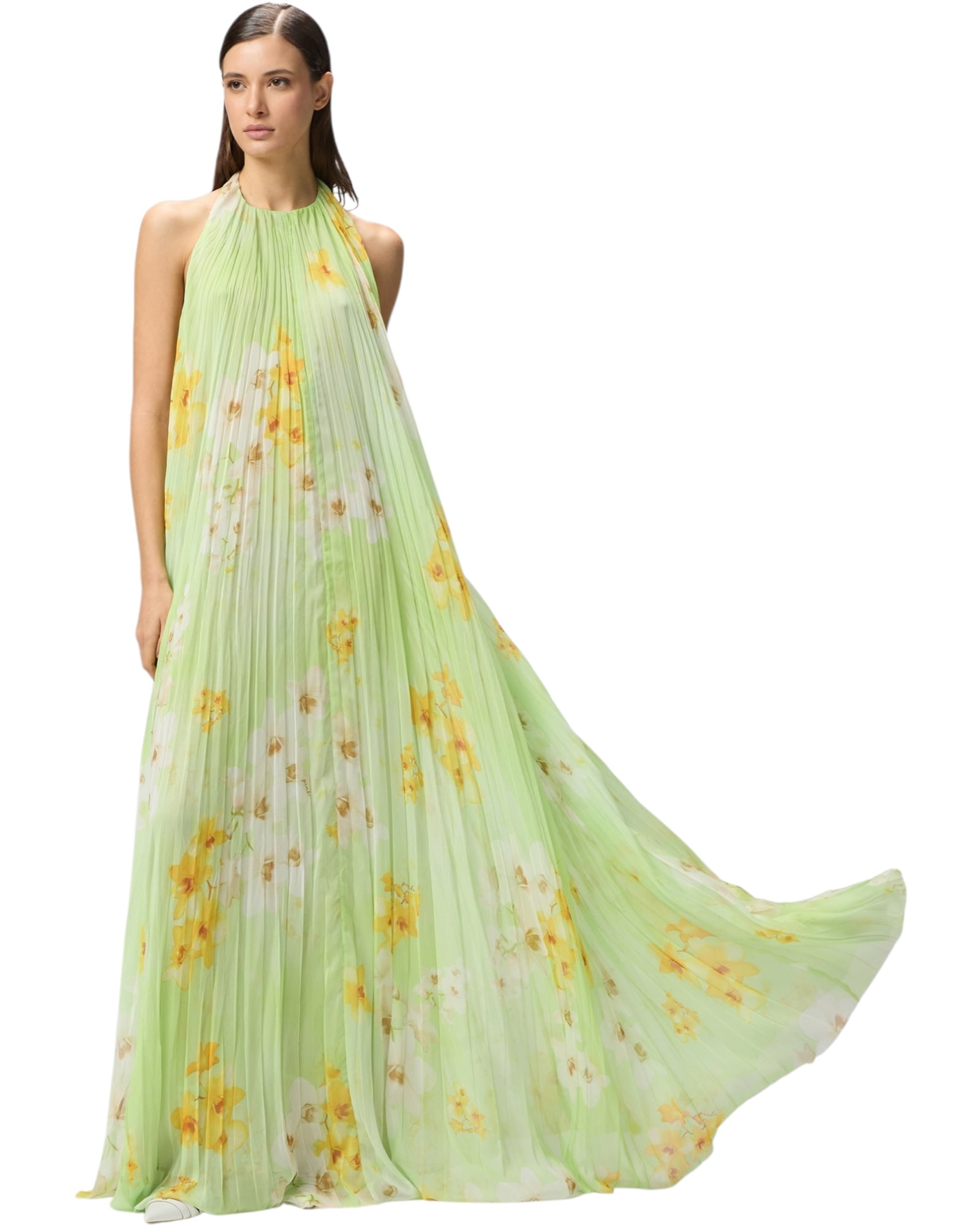 Maxi πλισέ φόρεμα με φλοράλ μοτίβο ZIGOLO