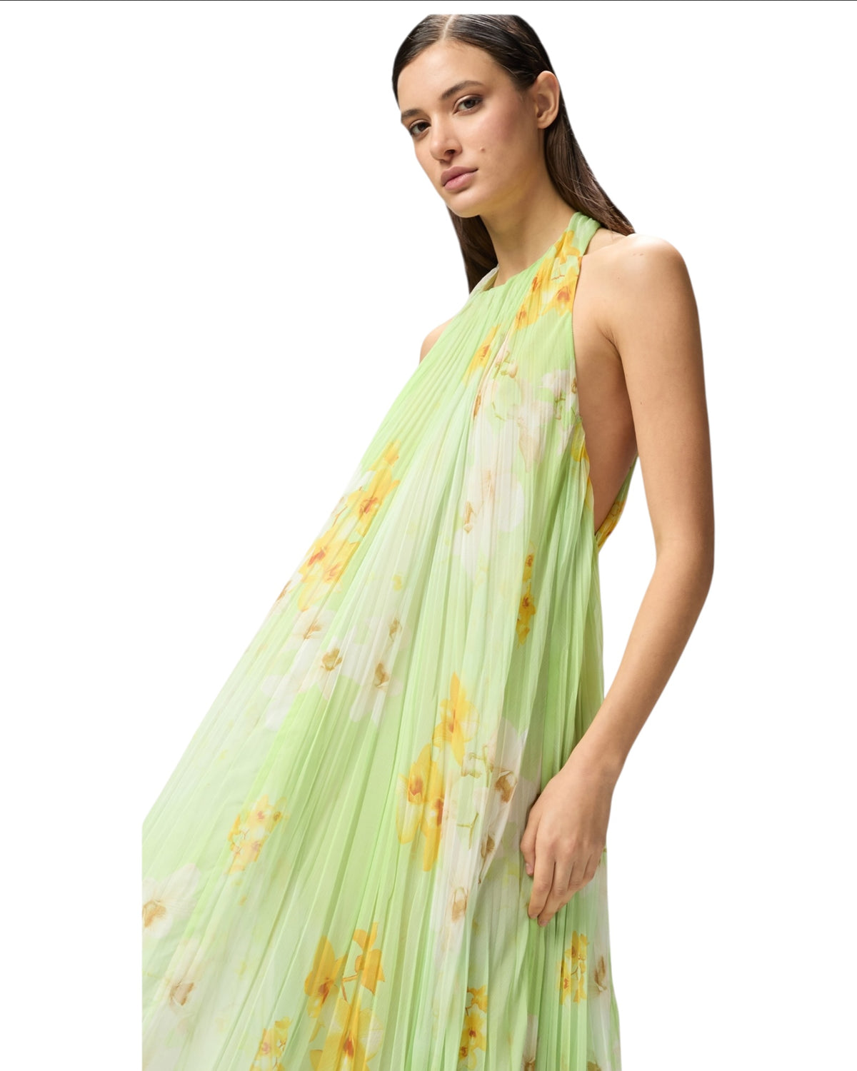 Maxi πλισέ φόρεμα με φλοράλ μοτίβο ZIGOLO