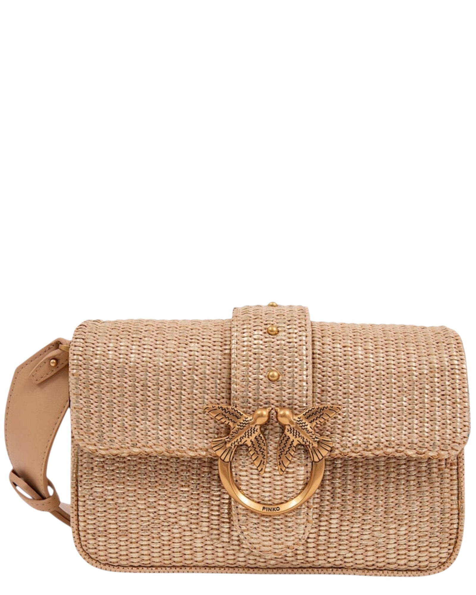 Τσάντα ώμου LOVE ONE MINI SLOUCHY RAFIA LAMINATA