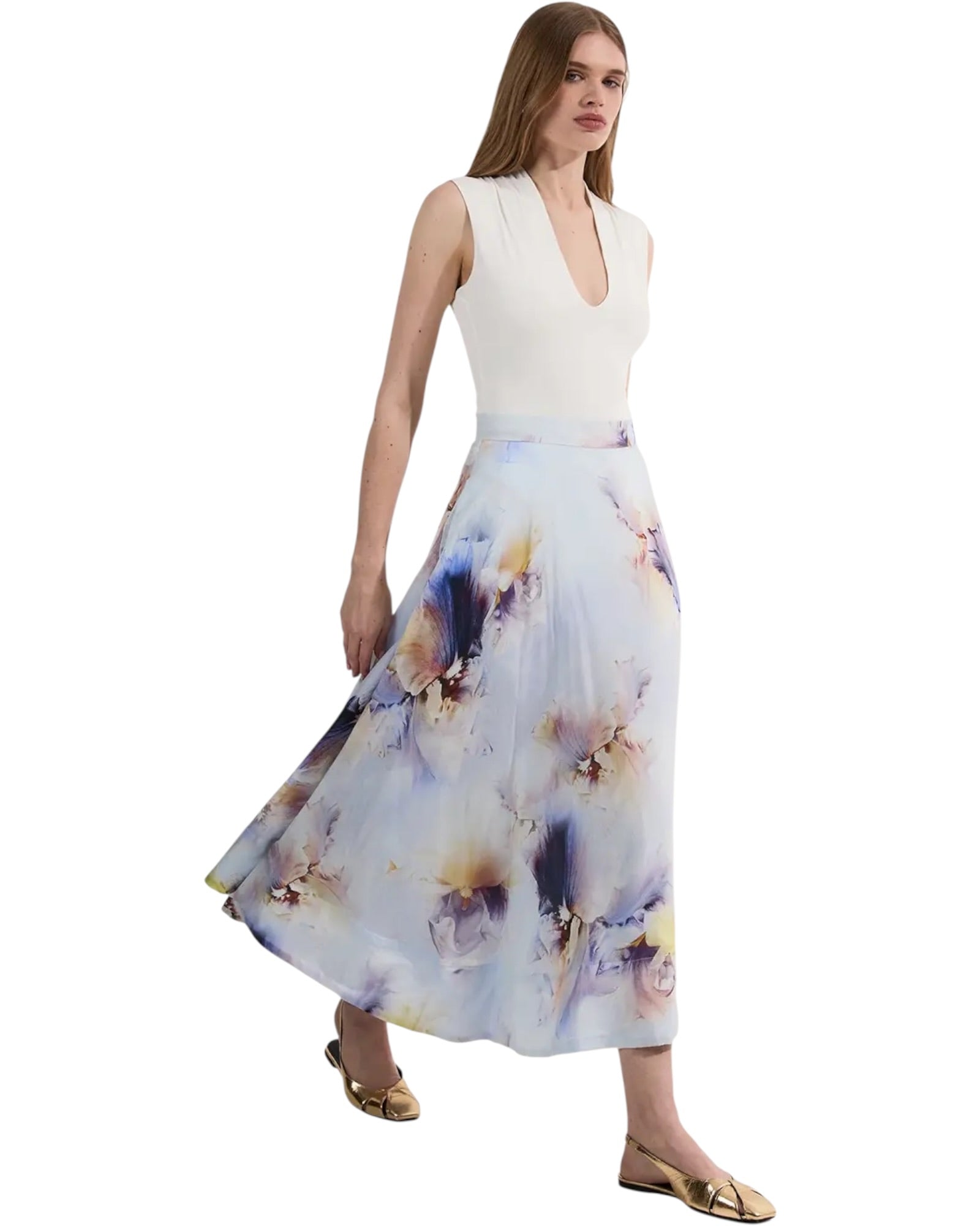 Midi floral φούστα