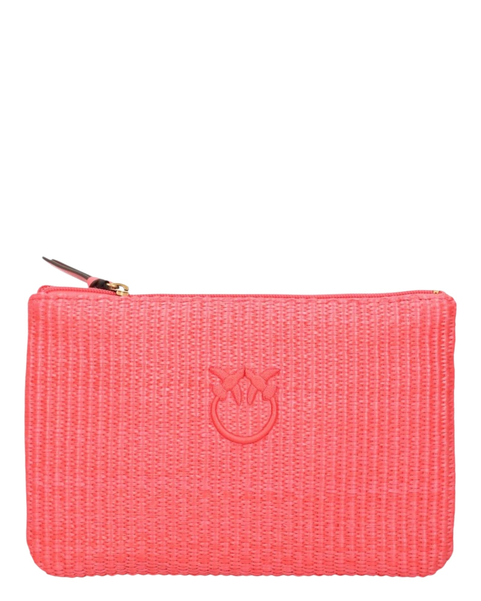 Τσάντα clutch από raffia με λογότυπο Love Birds