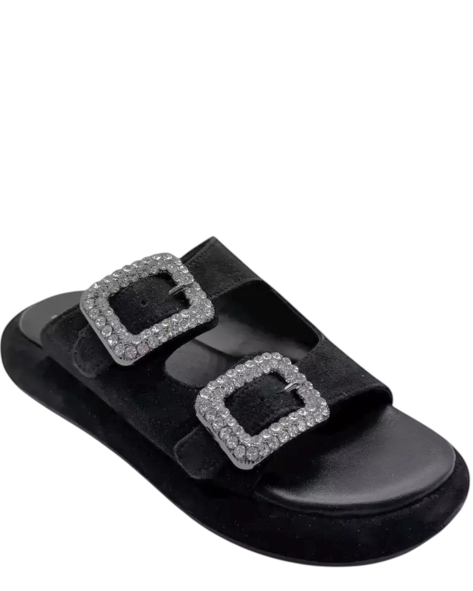 Δερμάτινα suede σανδάλια BLACK