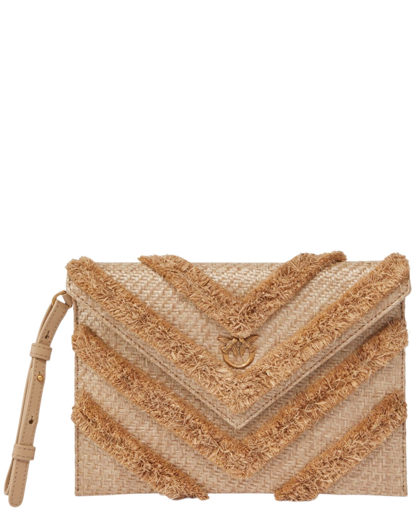 Επίπεδη τσάντα clutch σε σχέδιο raffia