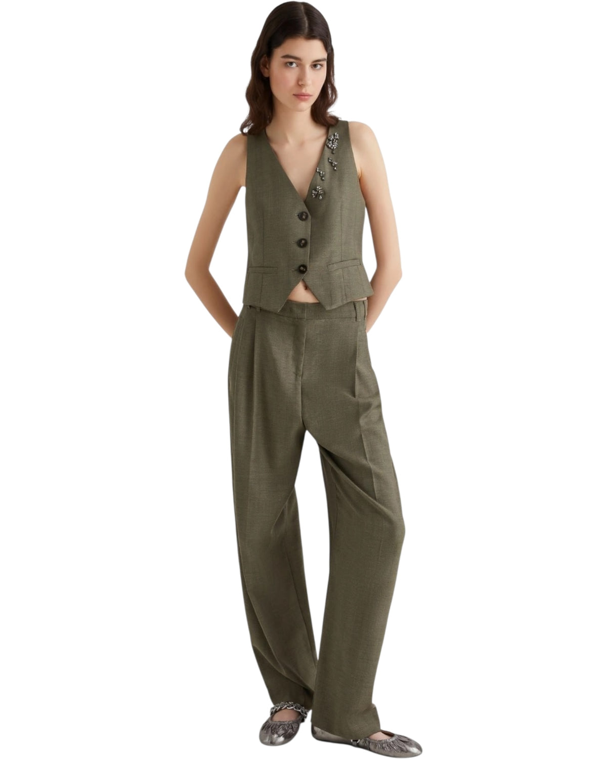 Γιλέκο twill με κόσμημα  CANTICO