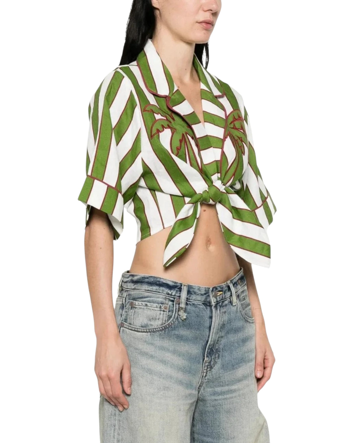 Crop top με κέντημα SPRING STRIPES