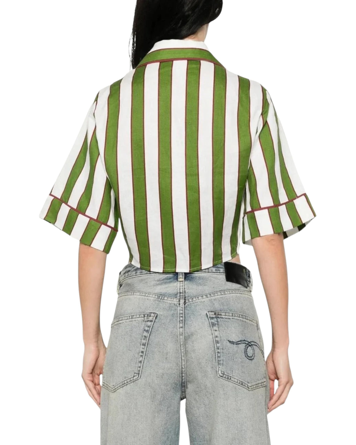Crop top με κέντημα SPRING STRIPES