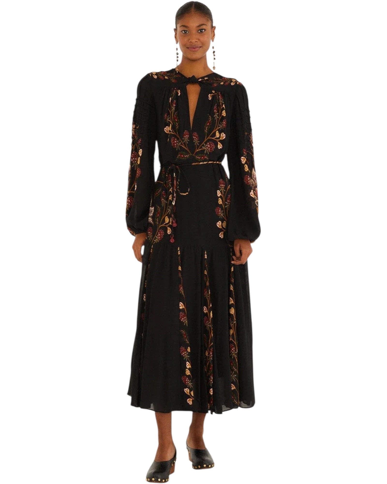 Φόρεμα μάξι με πλισέ μανίκια BERRY GARDEN