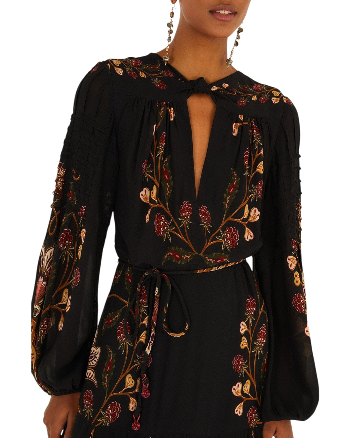 Φόρεμα μάξι με πλισέ μανίκια BERRY GARDEN