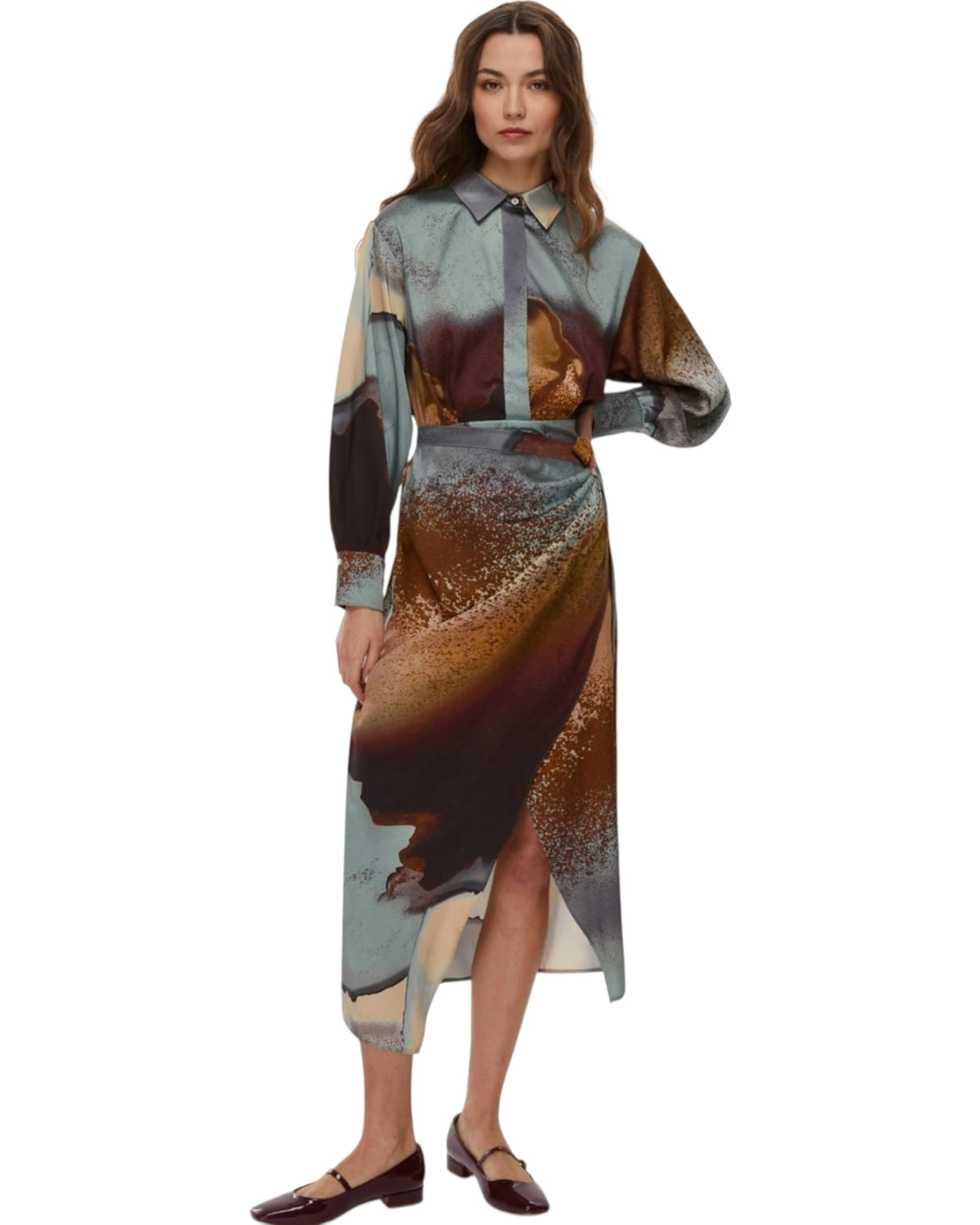 Φόρεμα με κόμπο και τιρκουάζ print MERINGA