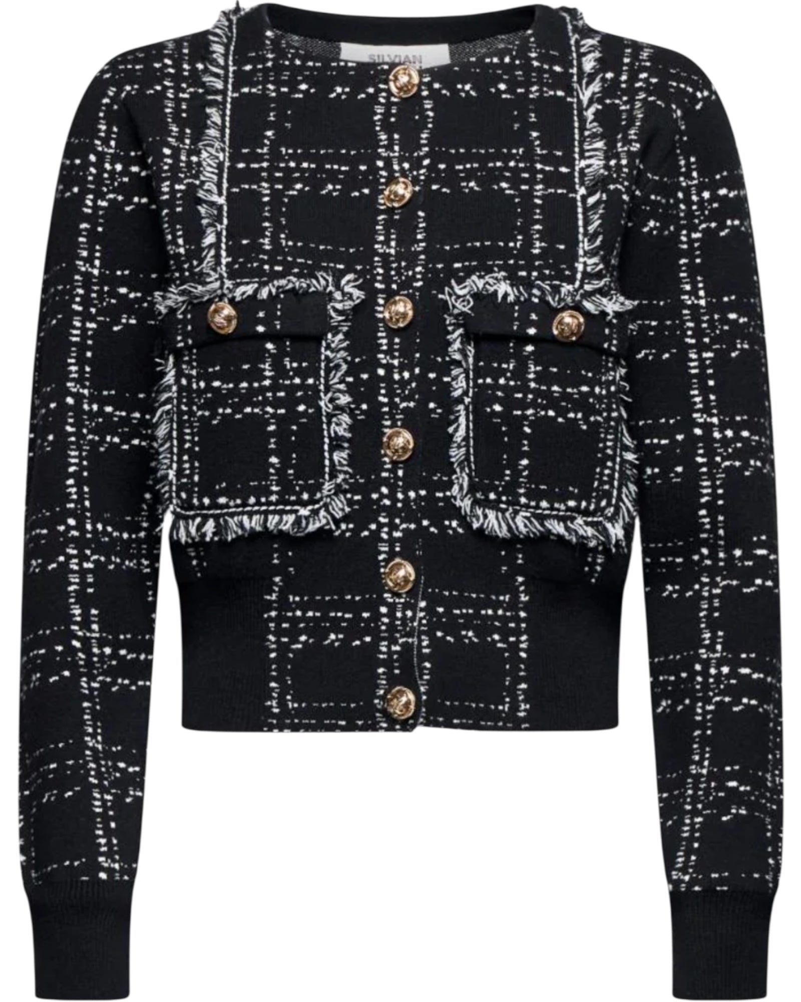 Κοντή ζακέτα με σχέδιο σε εφέ τουίντ SALONICCO