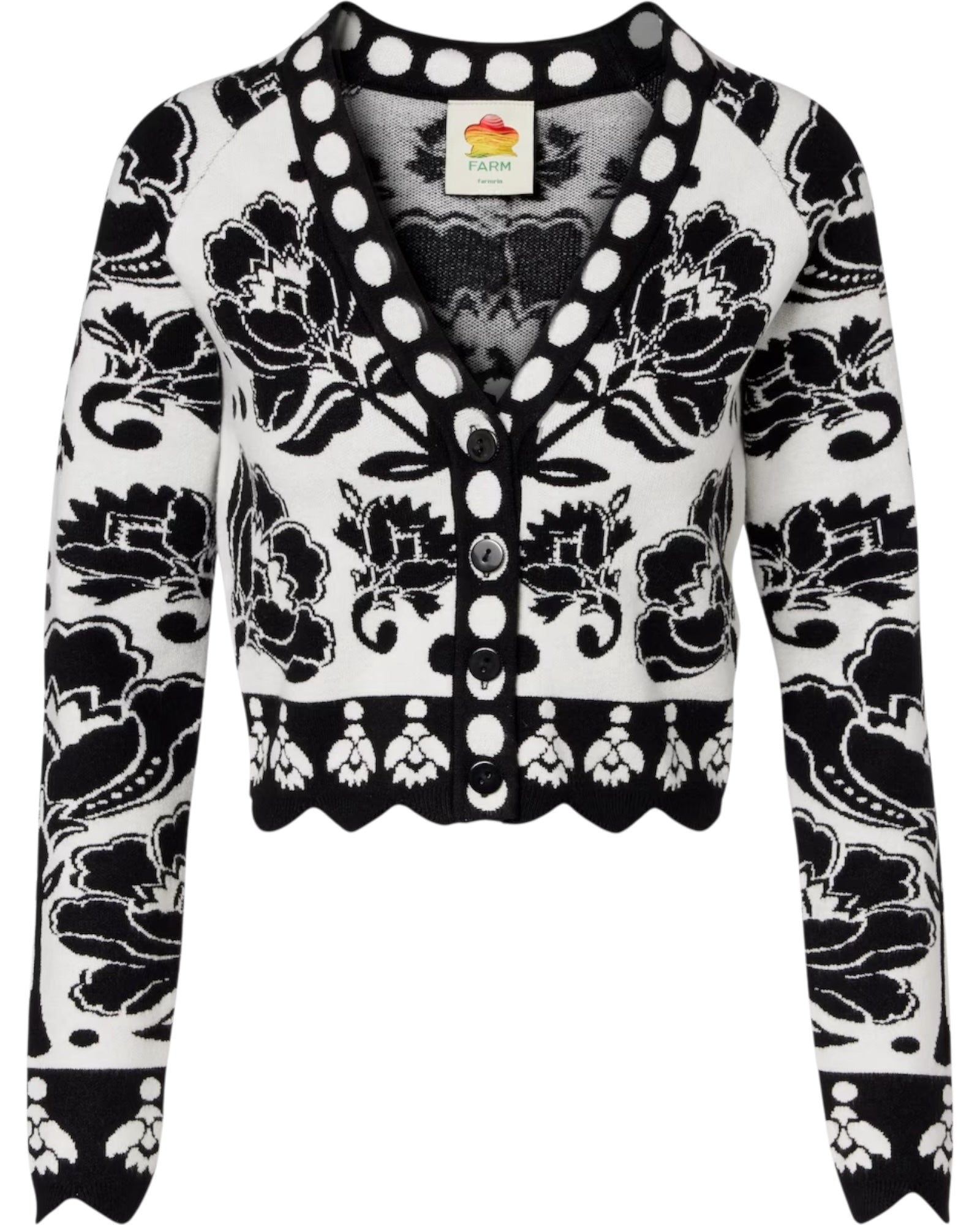 Ζακέτα ζακάρ με φλοράλ αραβούργημα