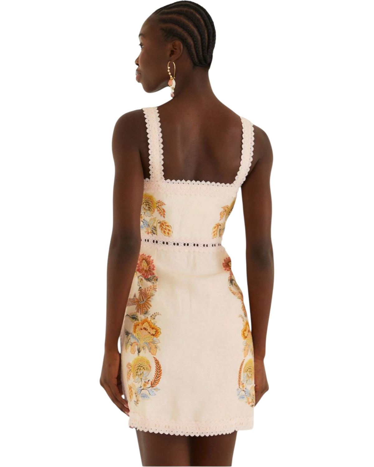 Mini φόρεμα από λινό με δαντέλα και κουμπιά LIGIA SLEEVELESS MINI