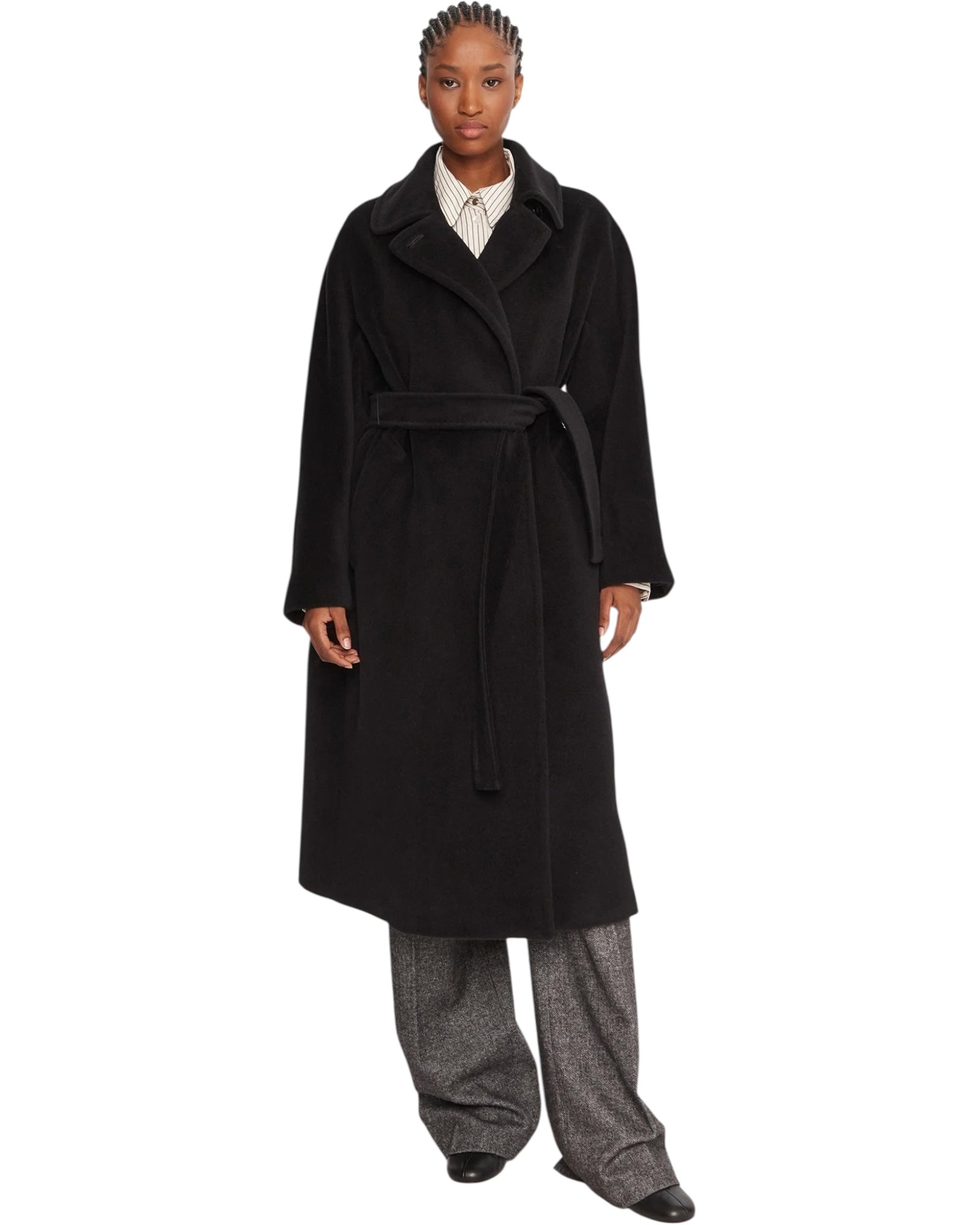 Γυναικείο μακρύ παλτό με ζώνη ENGLISH