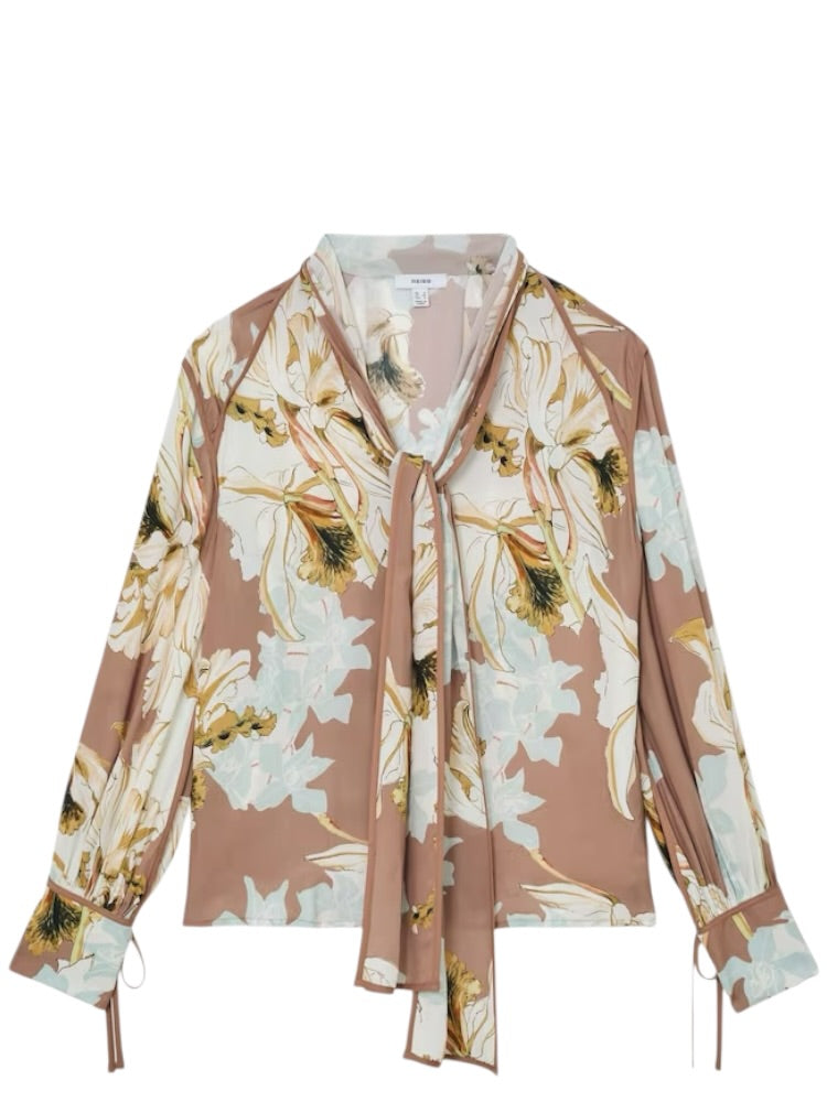 Μπλούζα με floral print και δετό λαιμό MAGGIE
