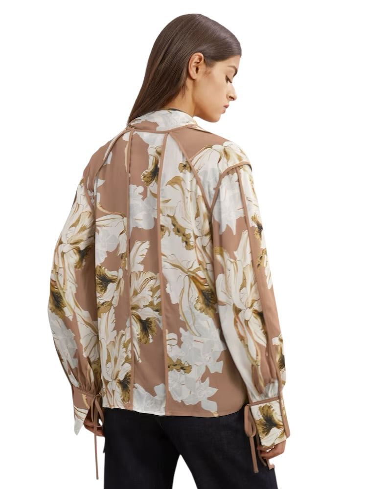 Μπλούζα με floral print και δετό λαιμό MAGGIE