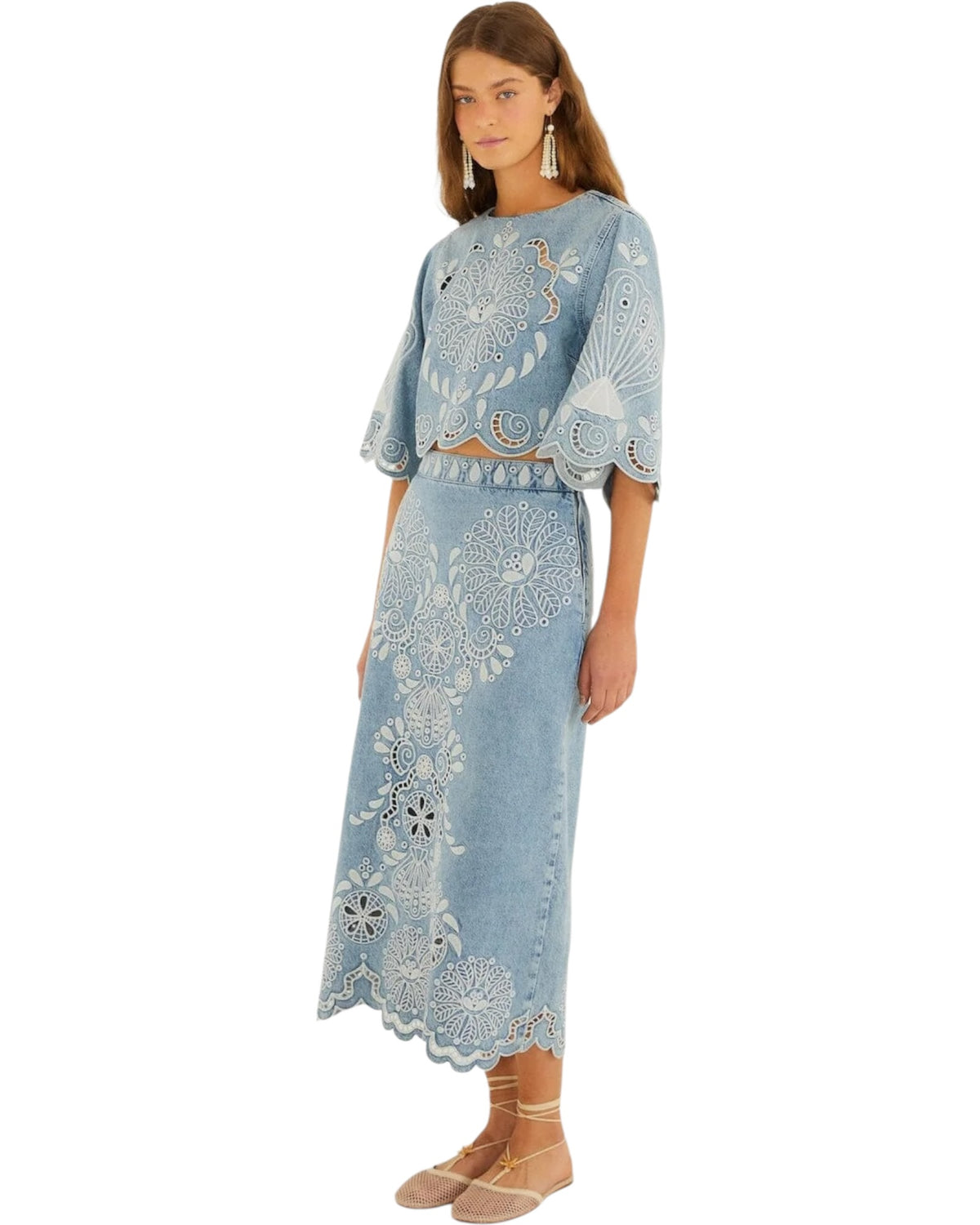 Midi φούστα με κυματιστό τελείωμα DENIM RICHELIEUX MIDI