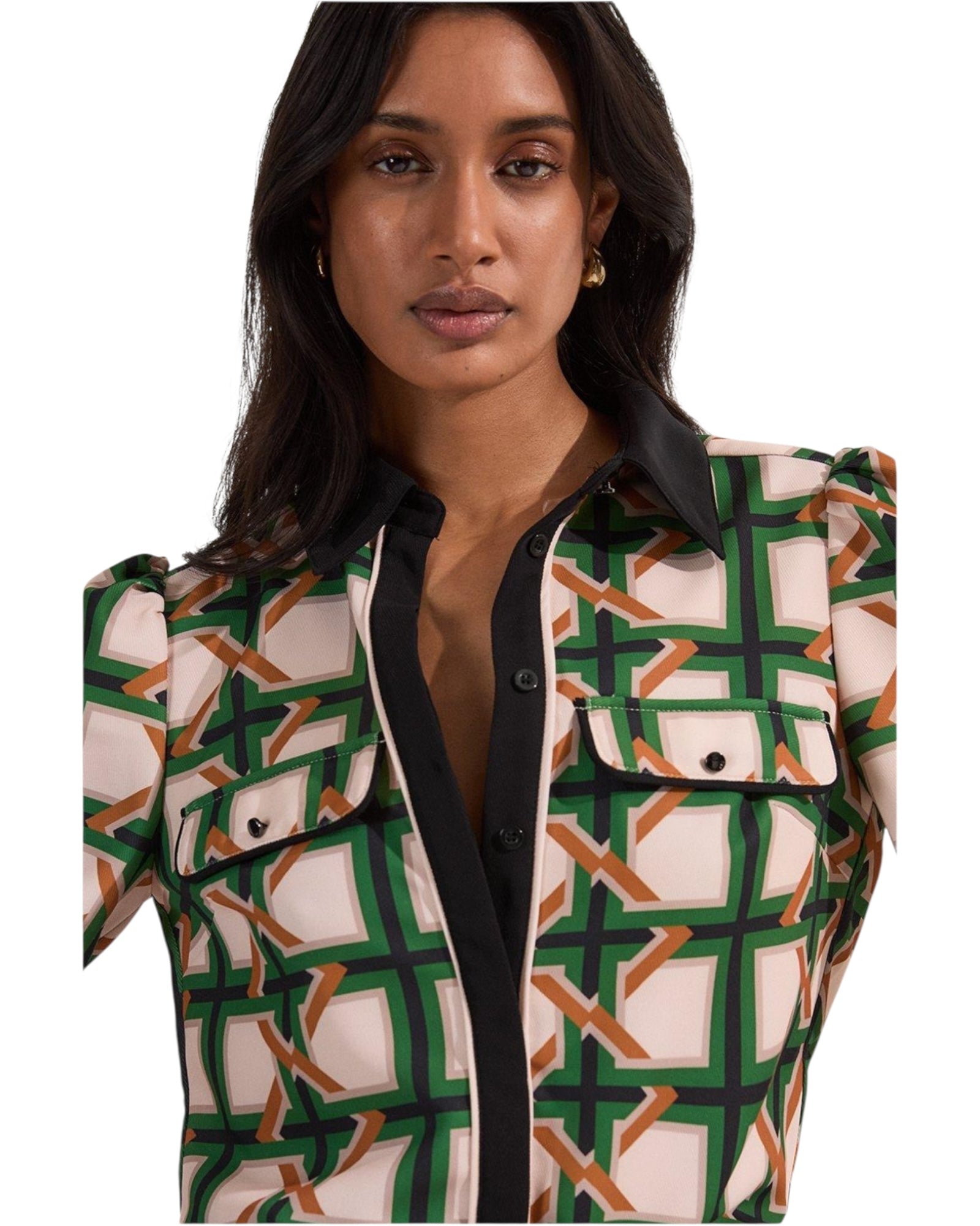 Πουκάμισο με μακριά μανίκια και γεωμετρικό σχέδιο