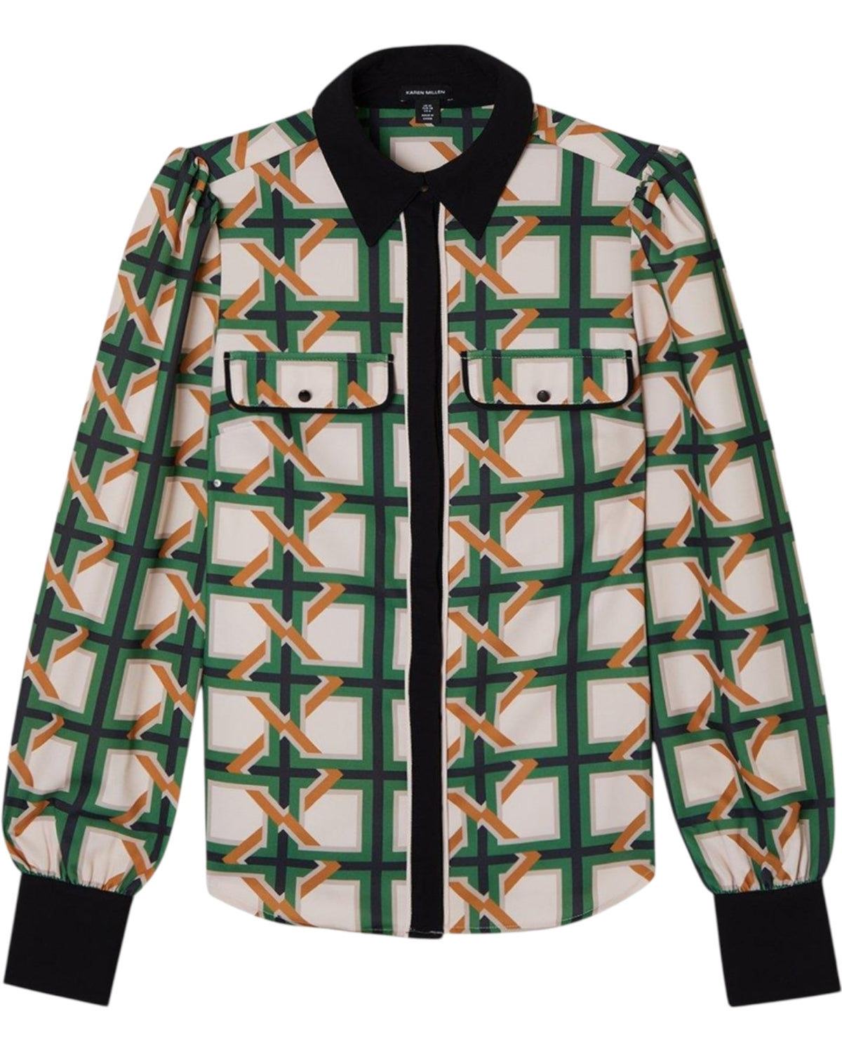 Πουκάμισο με μακριά μανίκια και γεωμετρικό σχέδιο