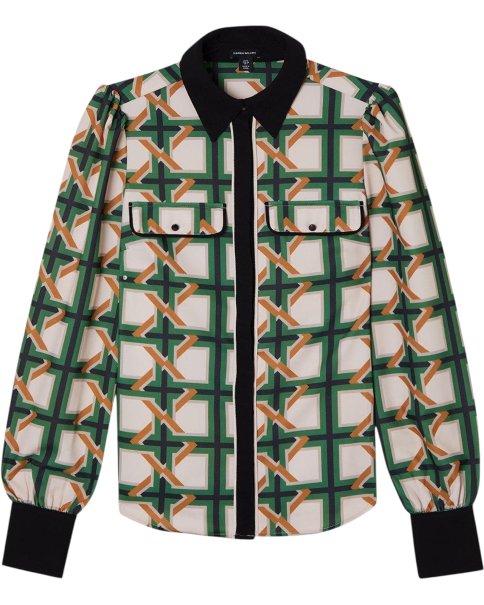 Πουκάμισο με μακριά μανίκια και γεωμετρικό σχέδιο