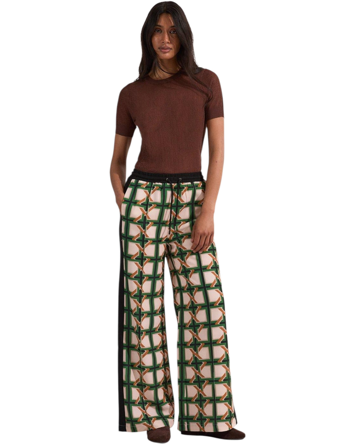 Παντελόνι με δέσιμο στη μέση και στάμπα