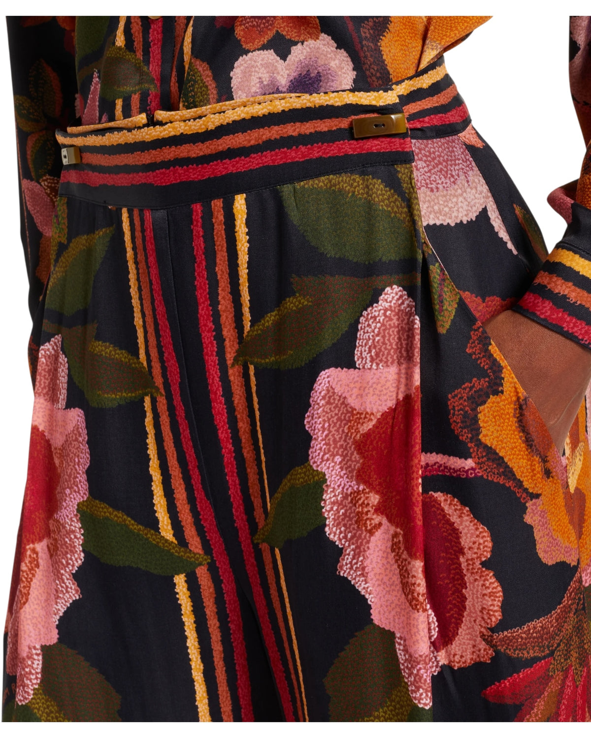 Ψηλόμεσο παντελόνι με φλοράλ στάμπα και φαρδιά μπατζάκια