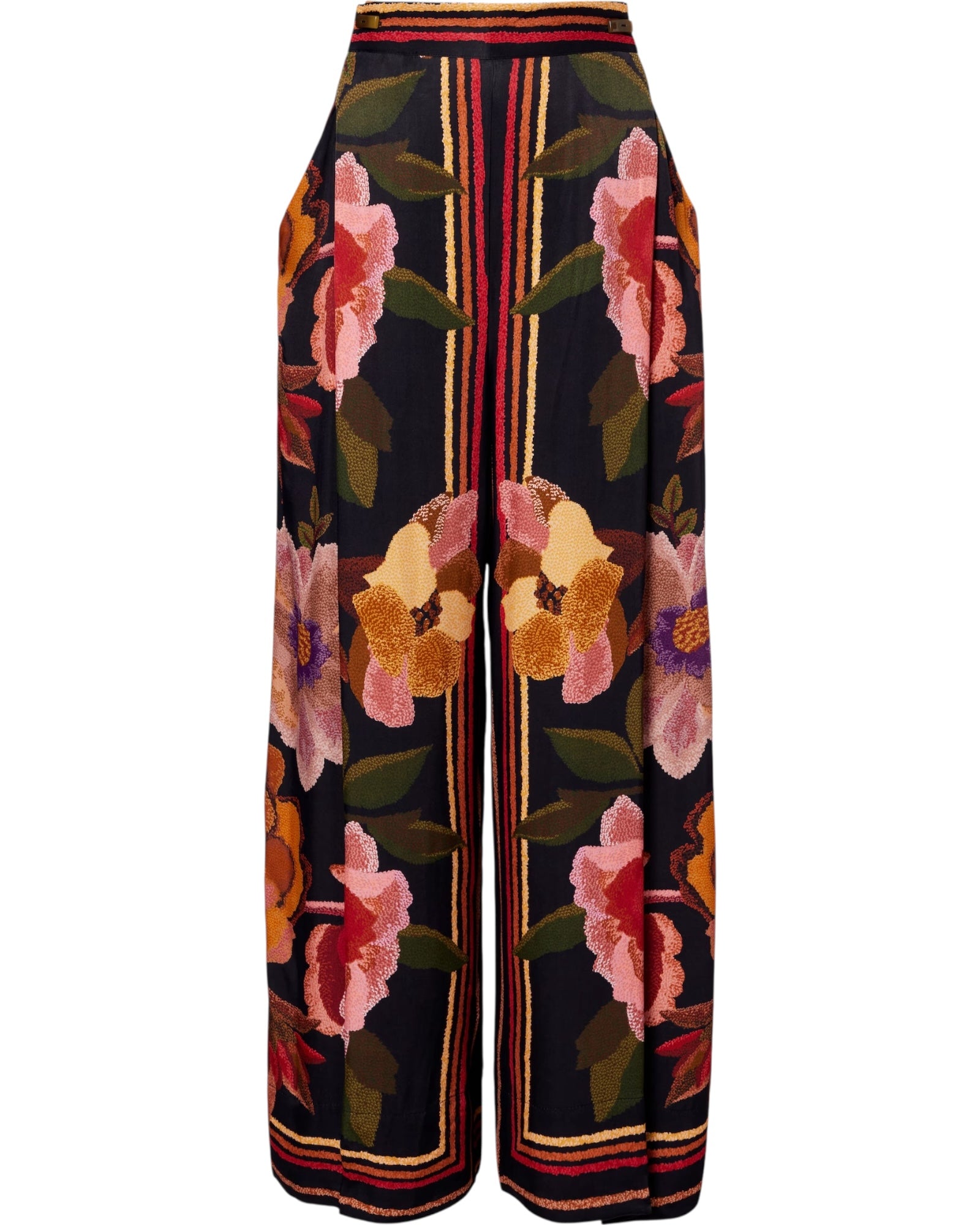 Ψηλόμεσο παντελόνι με φλοράλ στάμπα και φαρδιά μπατζάκια