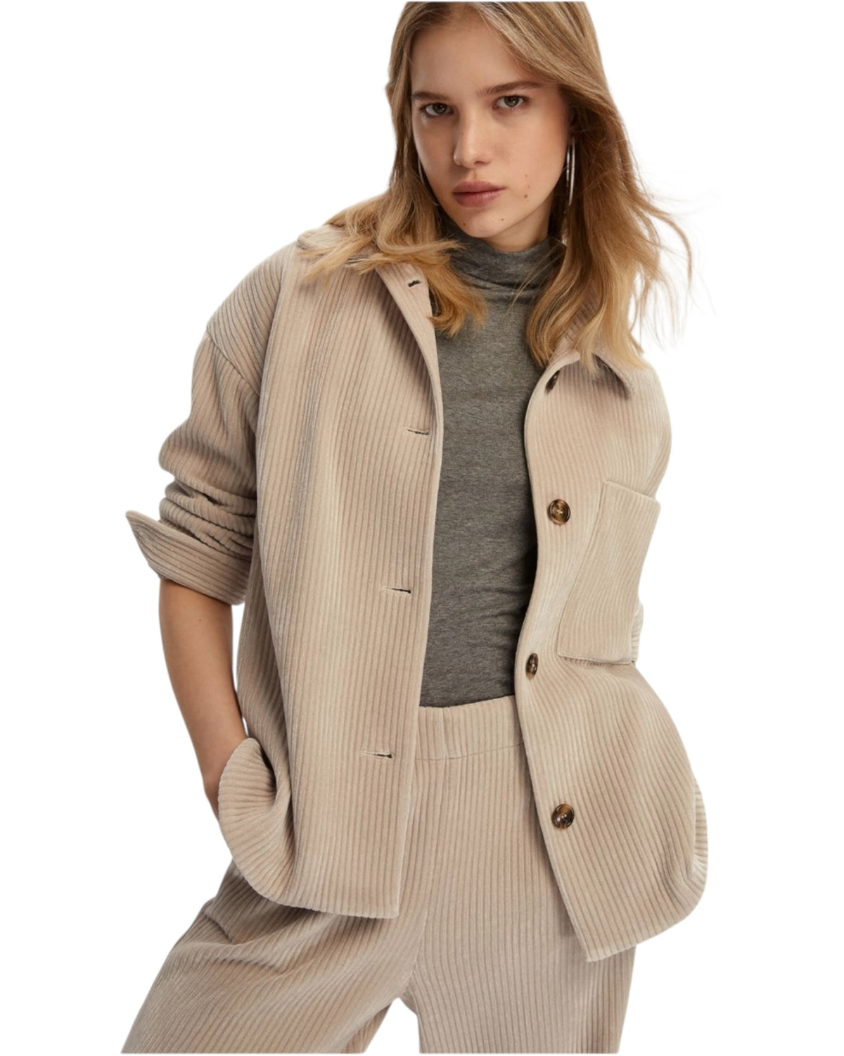 Oversized ζέρσεϊ κοτλέ πουκάμισο ANDY