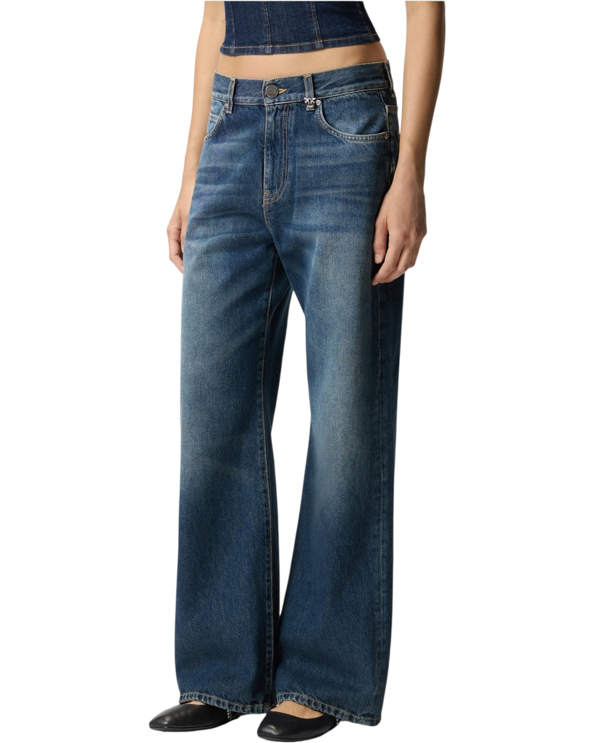 Τζιν wide-leg από μαλακό denim WANDA