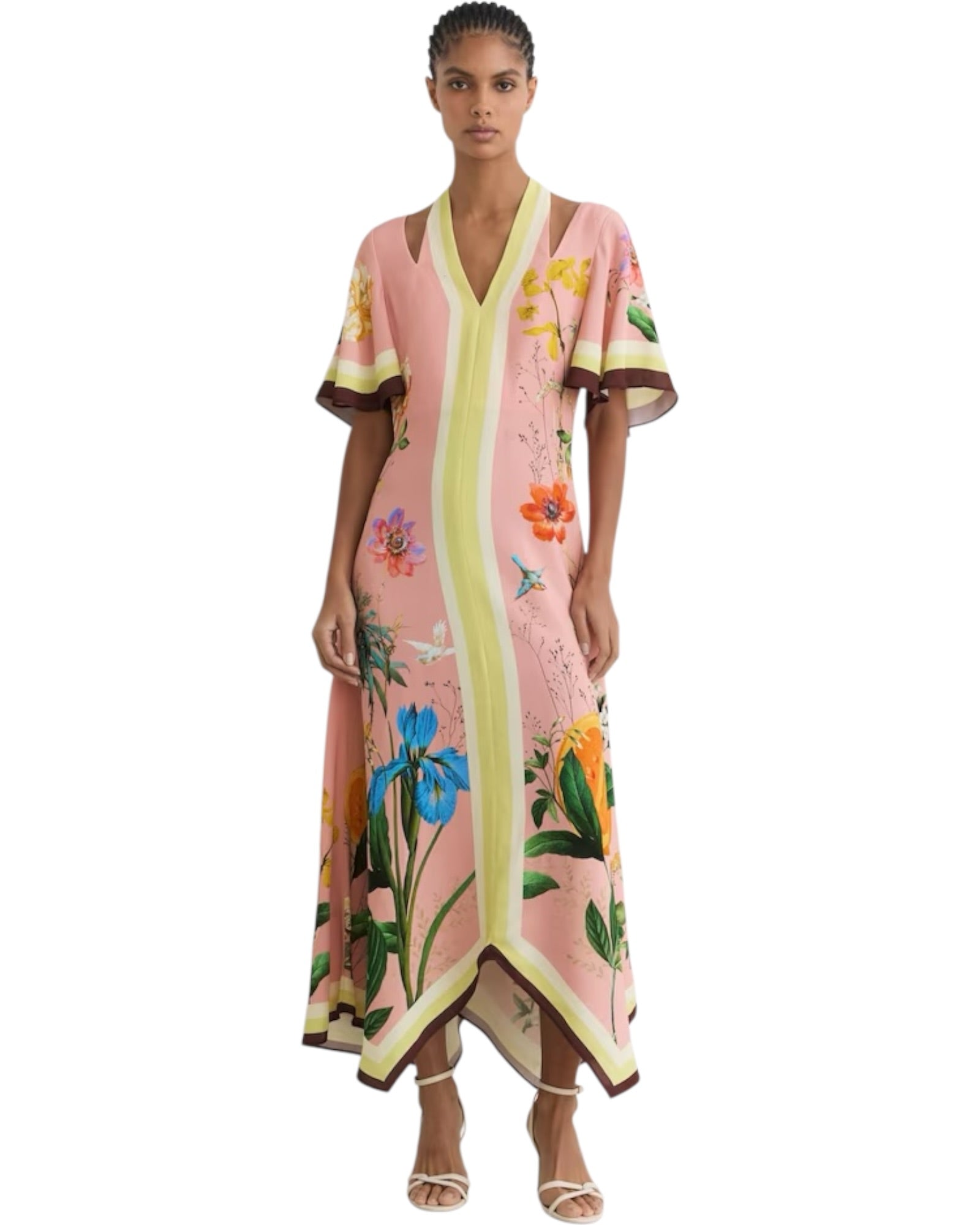 Φόρεμα midi με φλοράλ print και cut-out FLOSSY