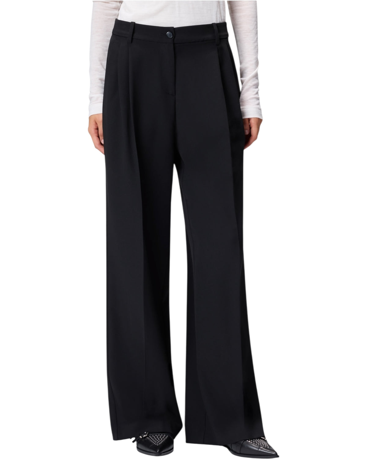 Παντελόνι palazzo με ψηλή μέση από ριχτό ύφασμα RISO