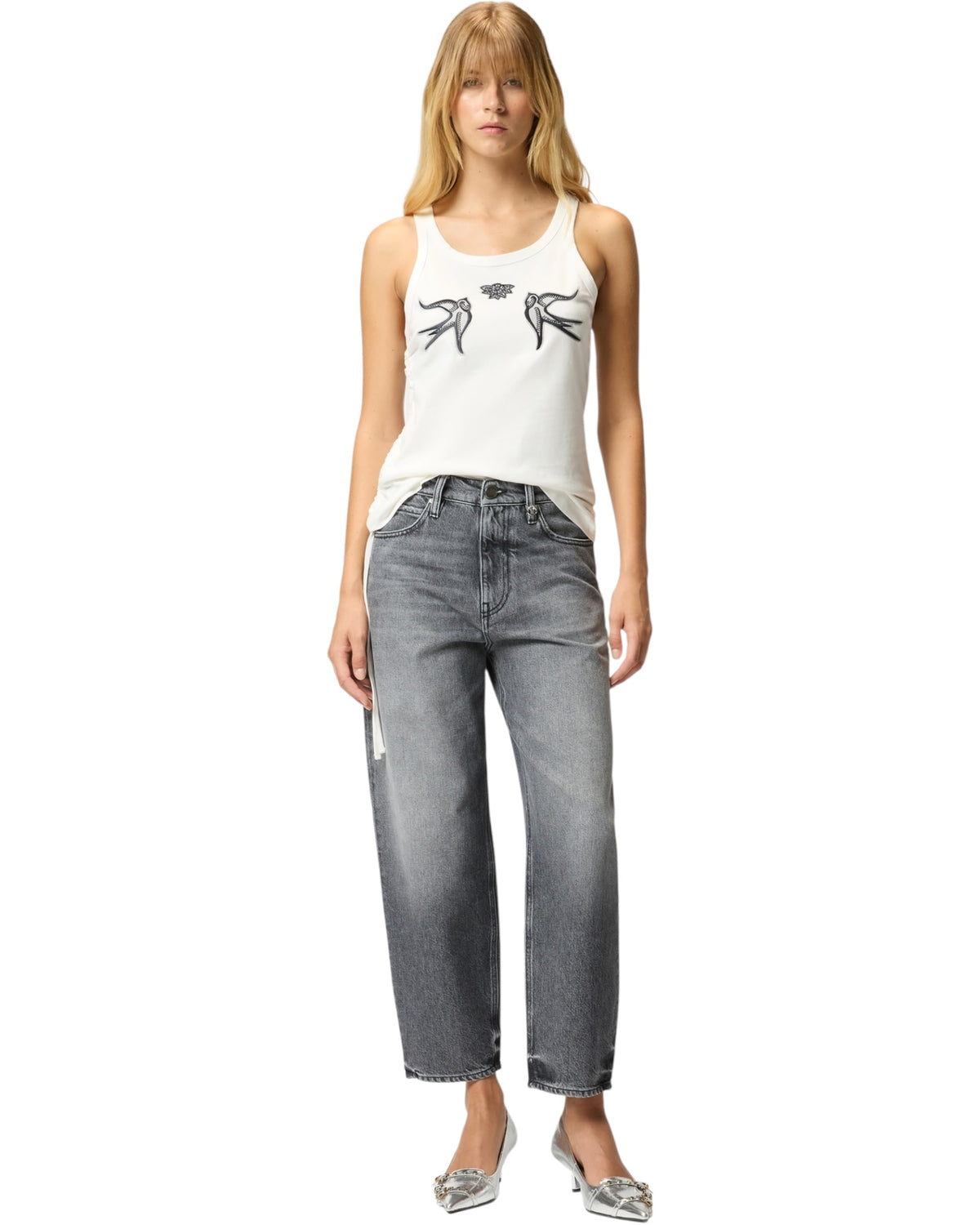 Τζιν balloon από γκρι denim ESTELLE EGG