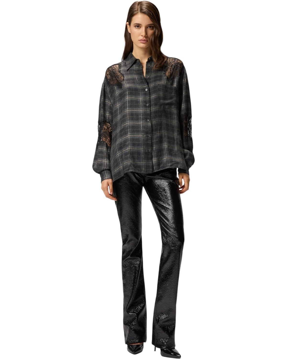 Καρό πουκάμισο με δαντέλα REINA