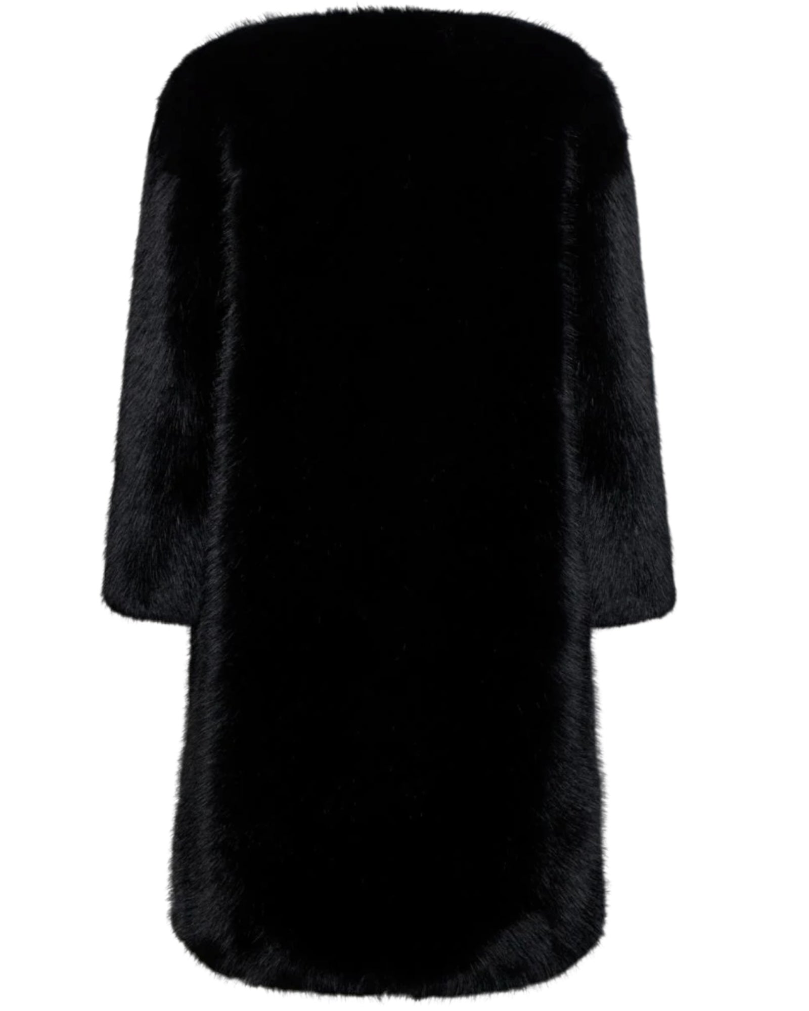 Μακρύ μαύρο παλτό από ψεύτικη γούνα ANAITZ