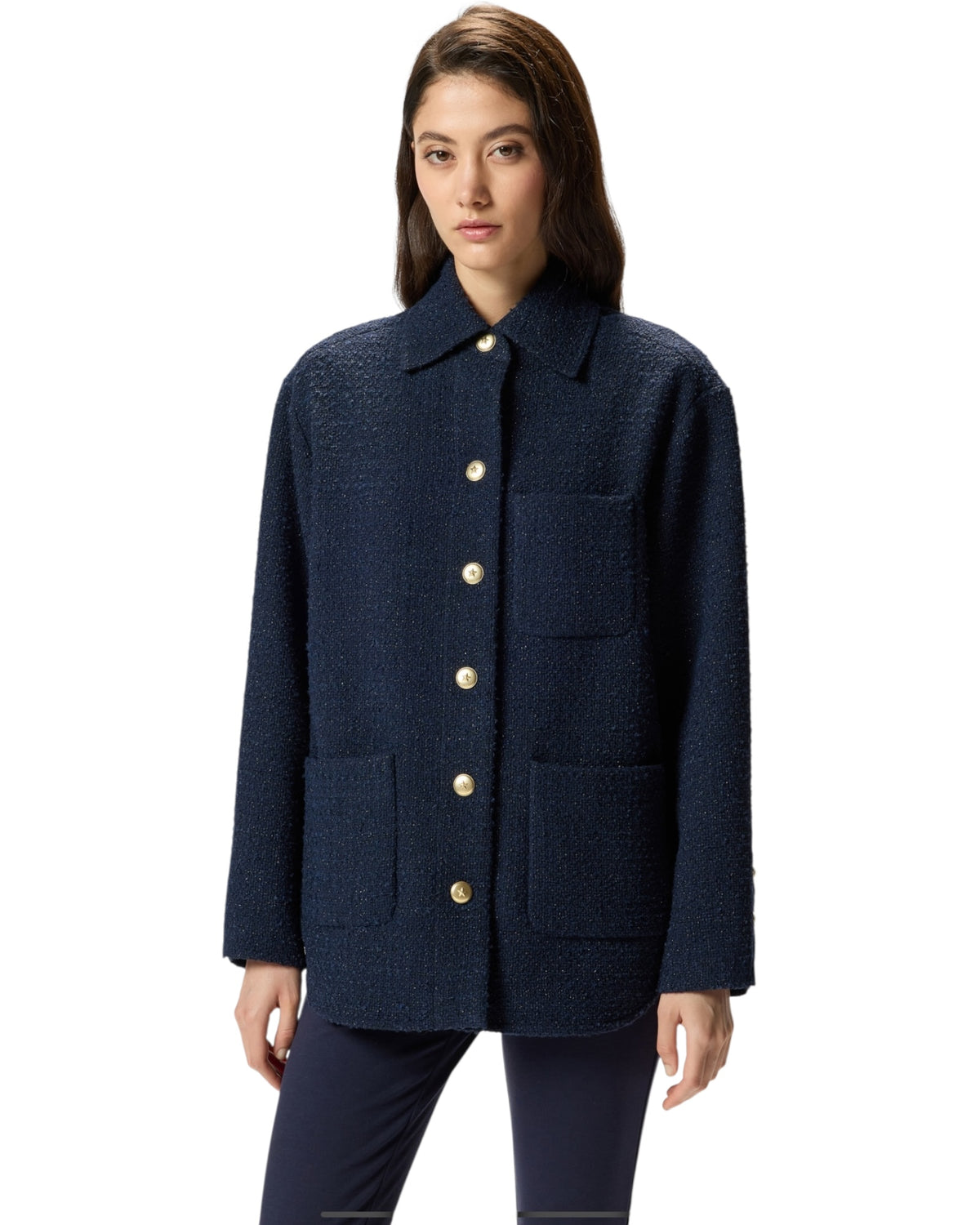 Oversized τουίντ μπουφάν με σχέδια GHIACCIOLO