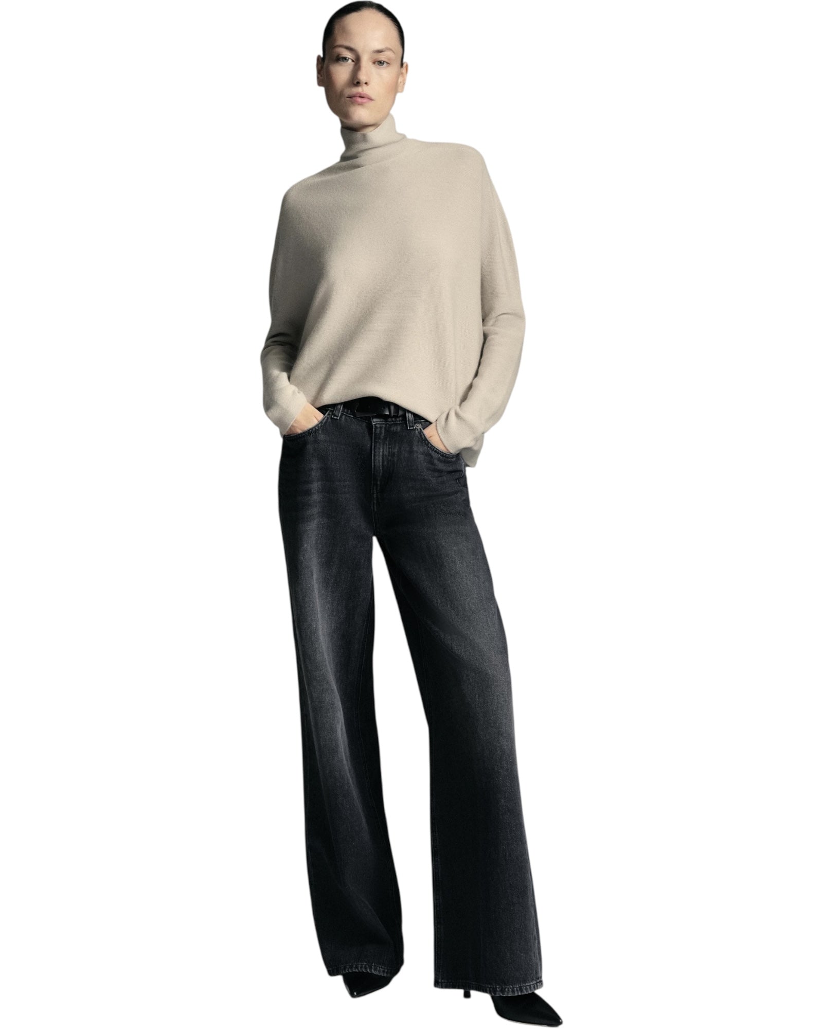 Mid-waist jeans σε γκρι denim FLUNG