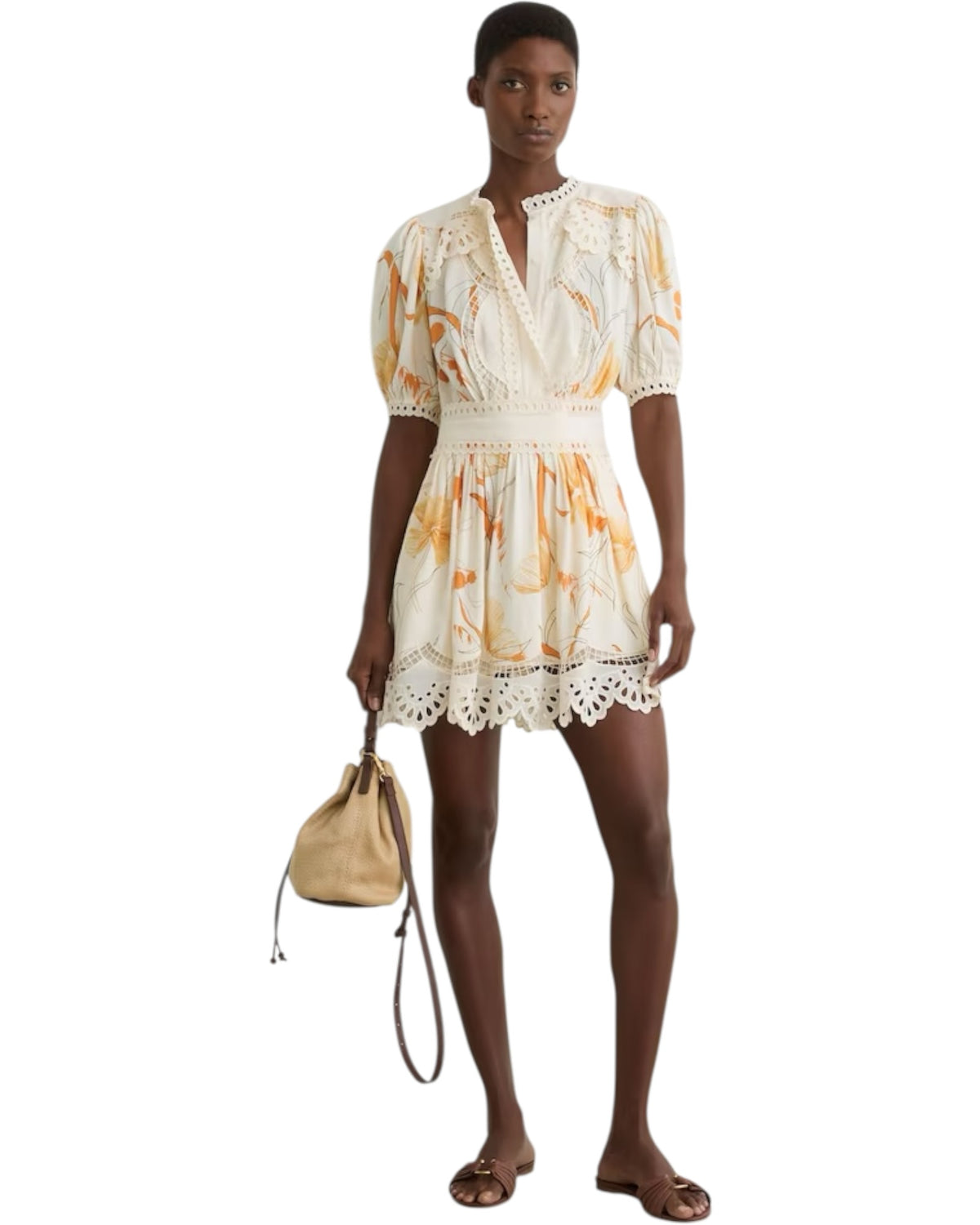 Μίνι φόρεμα με φλοράλ print και δαντέλα LACEY