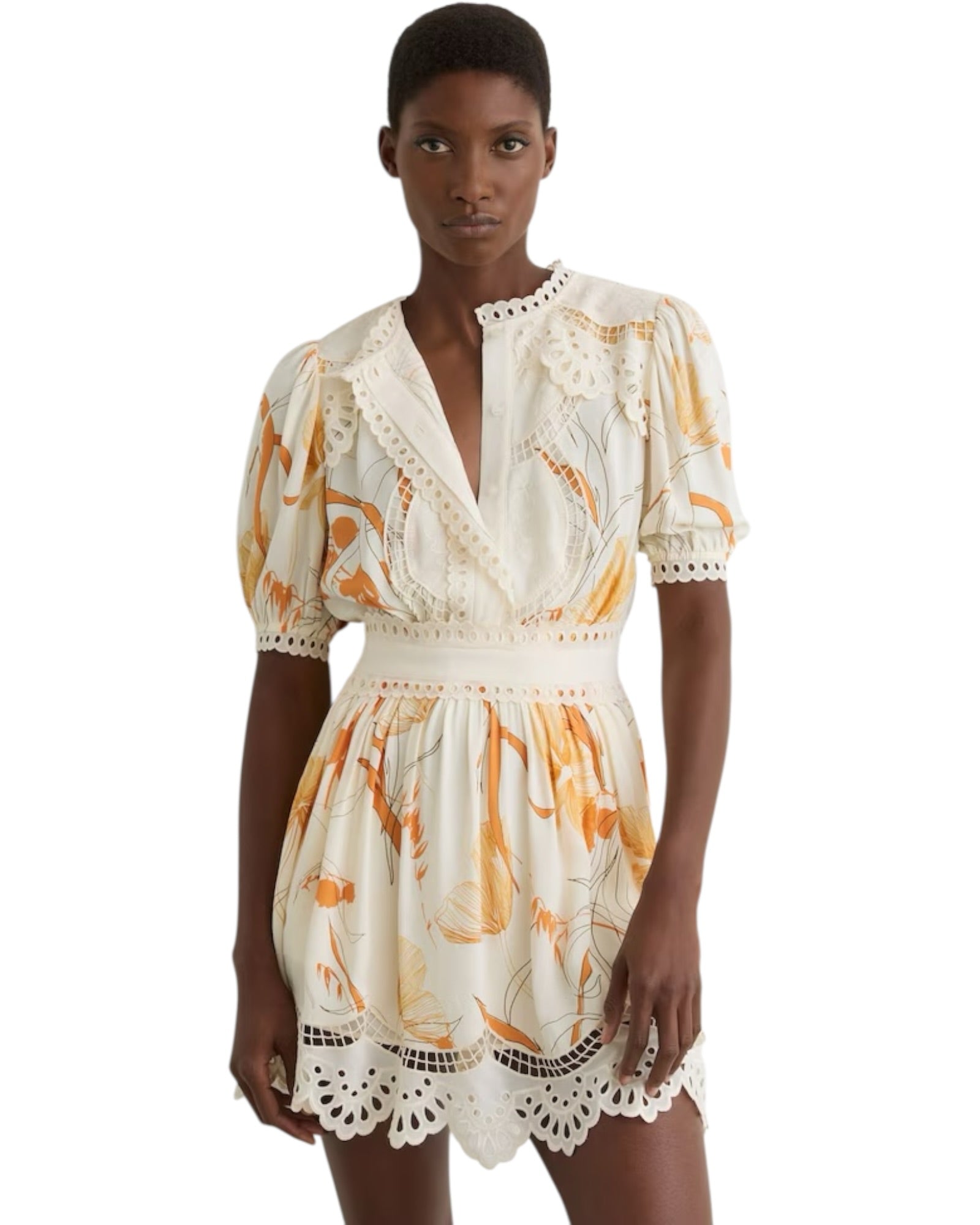 Μίνι φόρεμα με φλοράλ print και δαντέλα LACEY