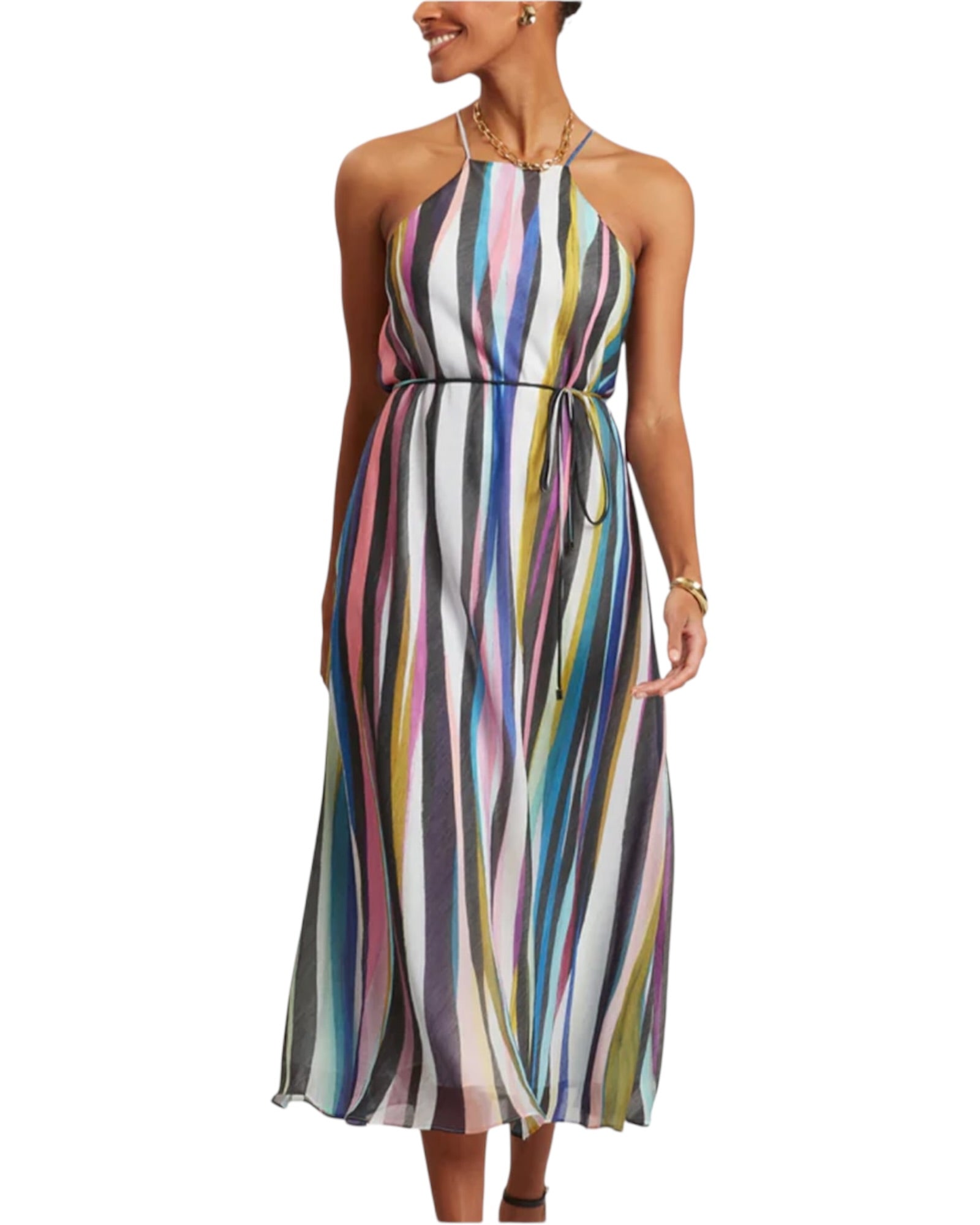 Maxi φόρεμα halter neck AZURRA