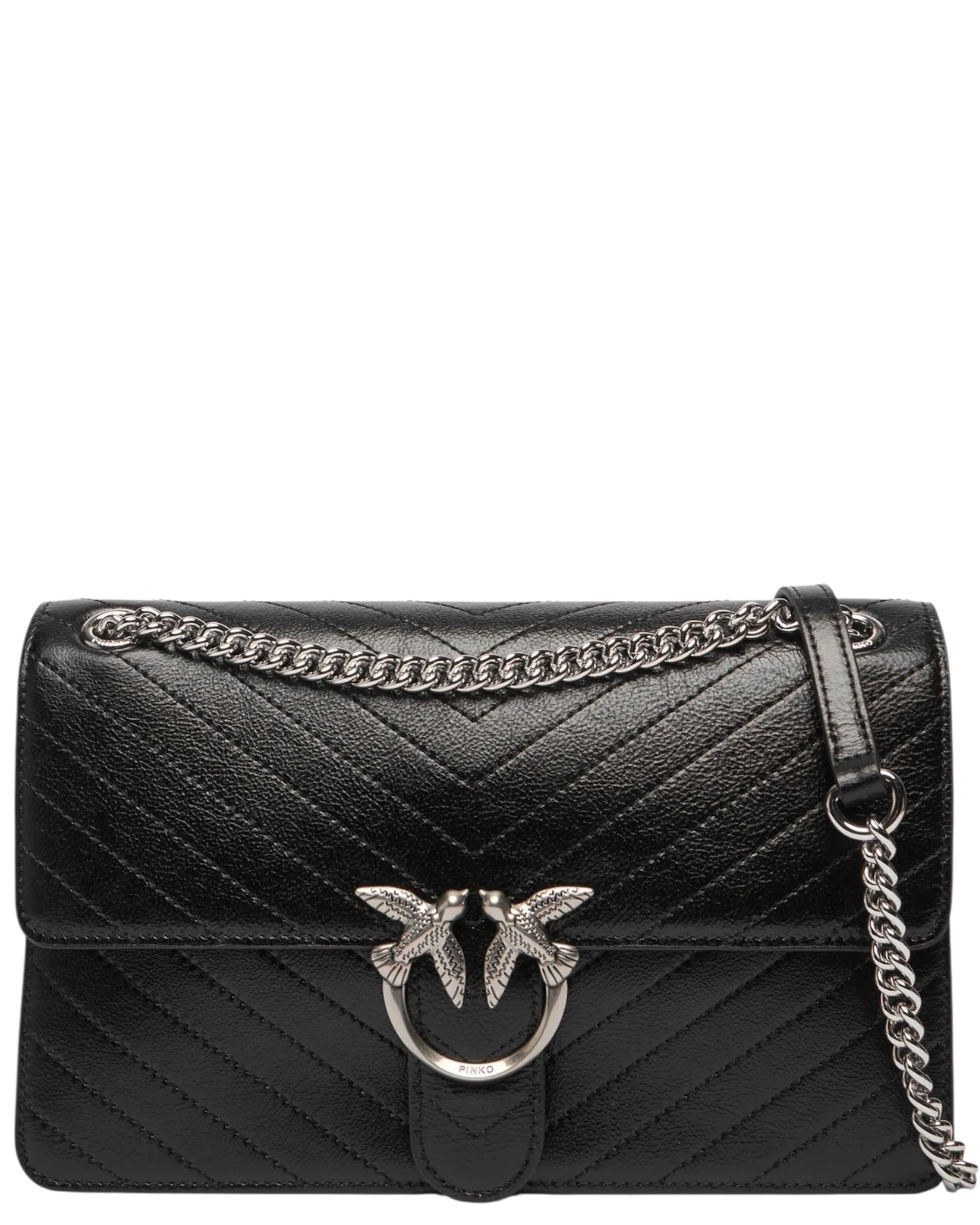 Τσάντα Ώμου Love One Light Classic Δερμάτινη Μαύρη