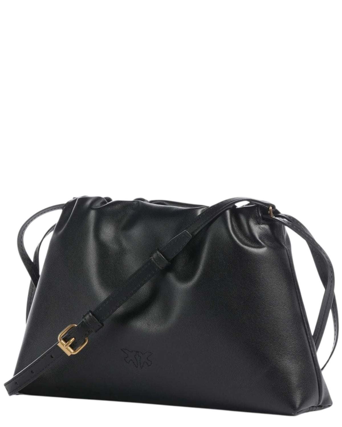 Μικρή δερμάτινη τσάντα ώμου με κορδόνι